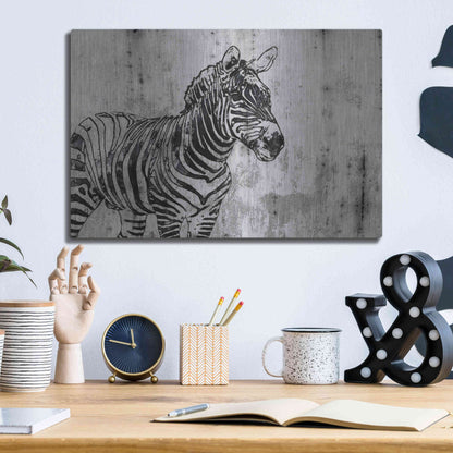 Luxe Metal Art 'Rustic Zebra 1' by Irena Orlov, Metal Wall Art,16x12