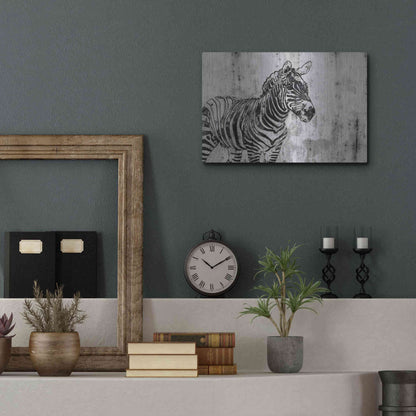 Luxe Metal Art 'Rustic Zebra 1' by Irena Orlov, Metal Wall Art,16x12