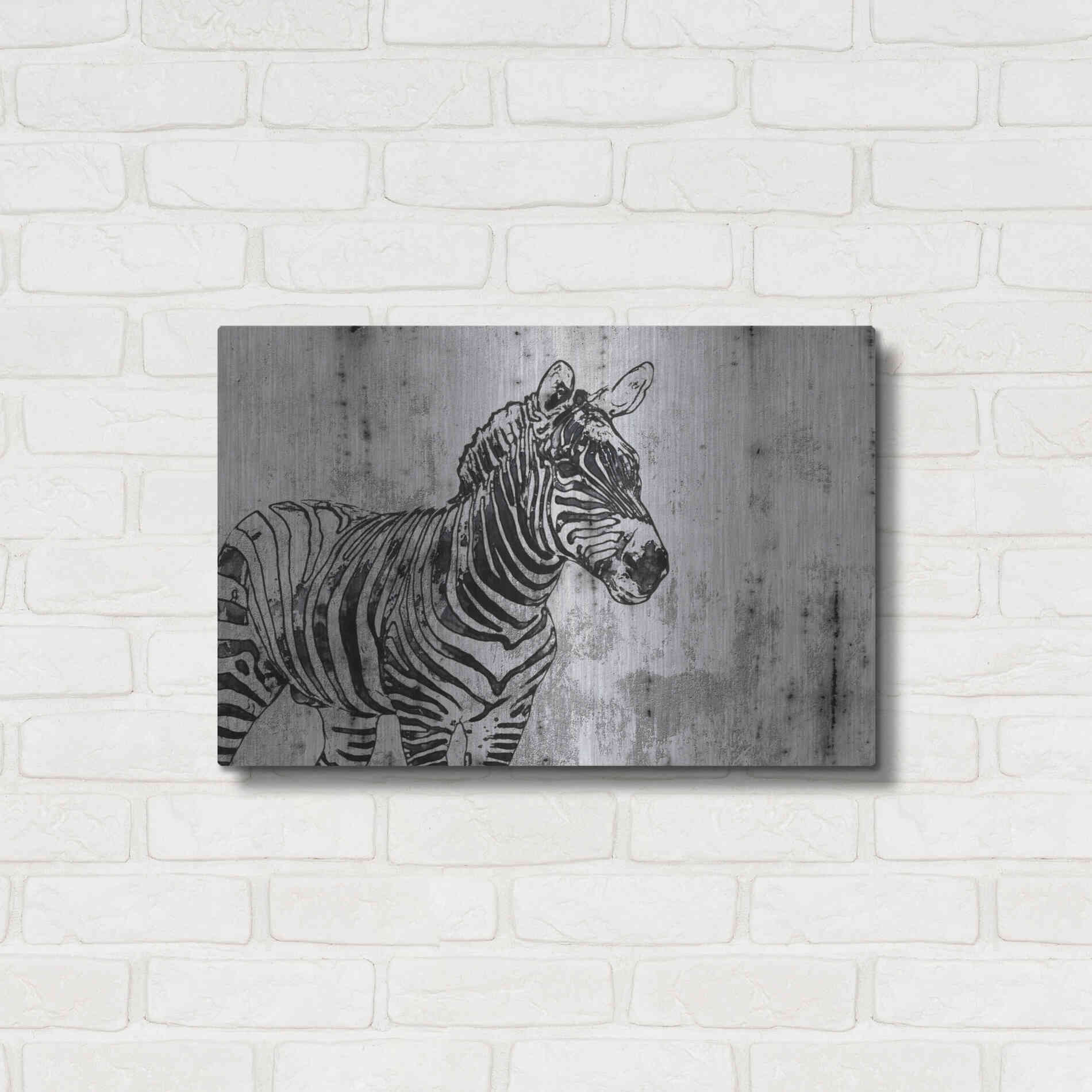 Luxe Metal Art 'Rustic Zebra 1' by Irena Orlov, Metal Wall Art,24x16