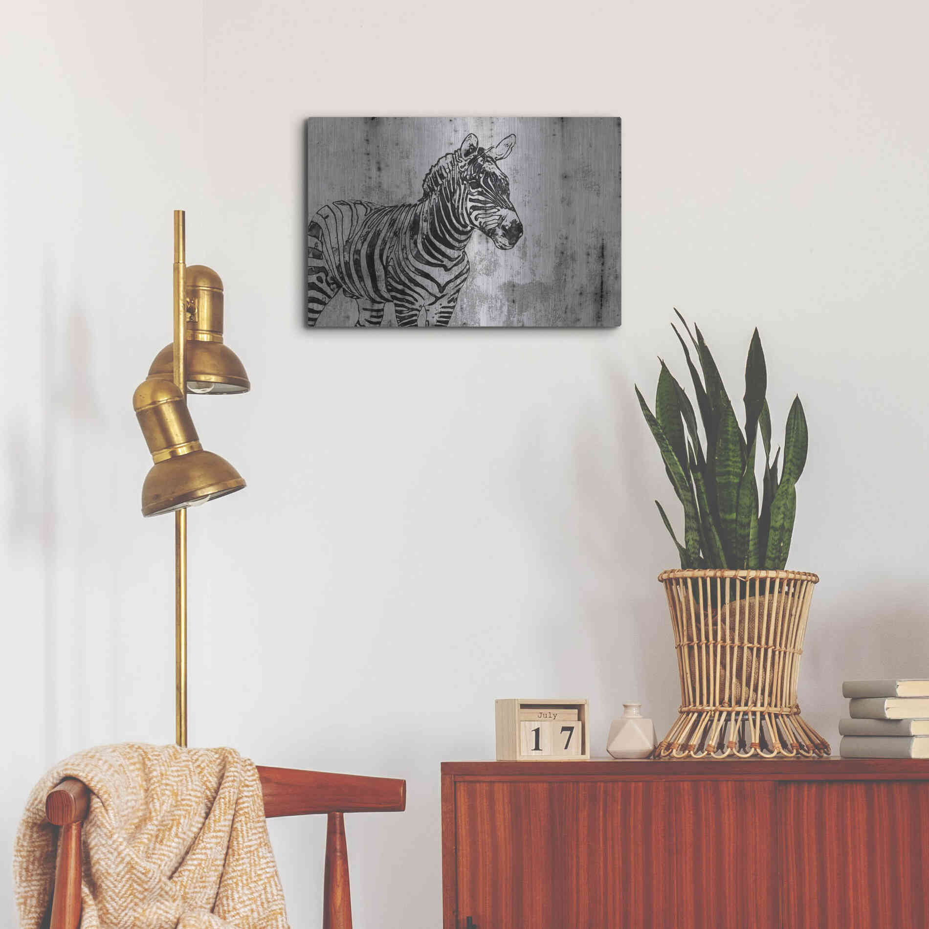 Luxe Metal Art 'Rustic Zebra 1' by Irena Orlov, Metal Wall Art,24x16