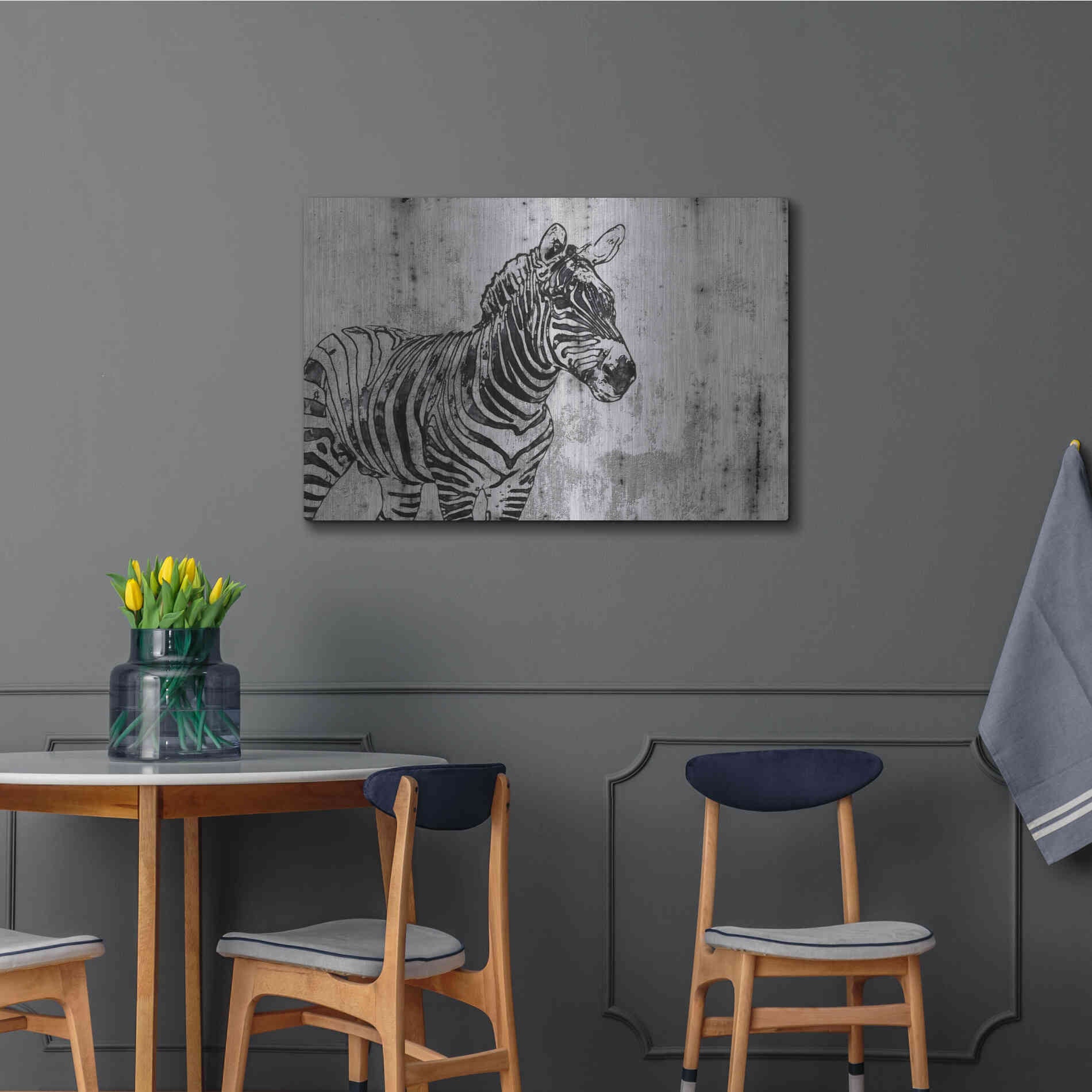 Luxe Metal Art 'Rustic Zebra 1' by Irena Orlov, Metal Wall Art,36x24