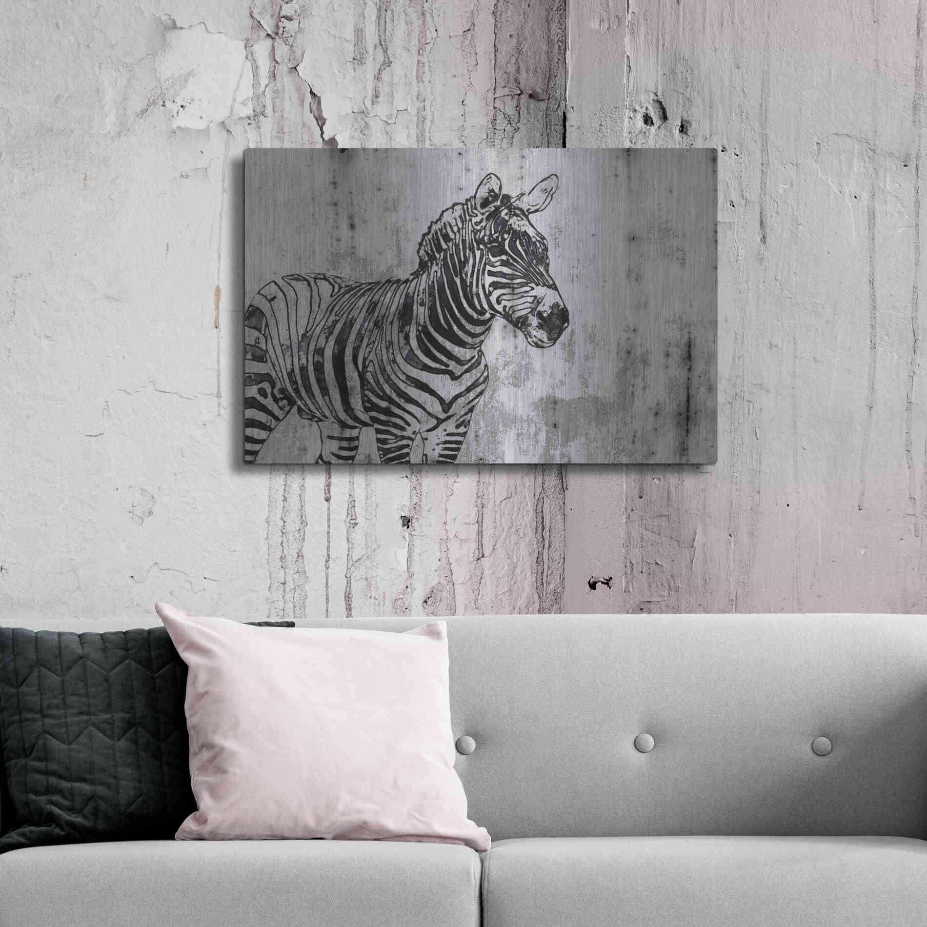 Luxe Metal Art 'Rustic Zebra 1' by Irena Orlov, Metal Wall Art,36x24