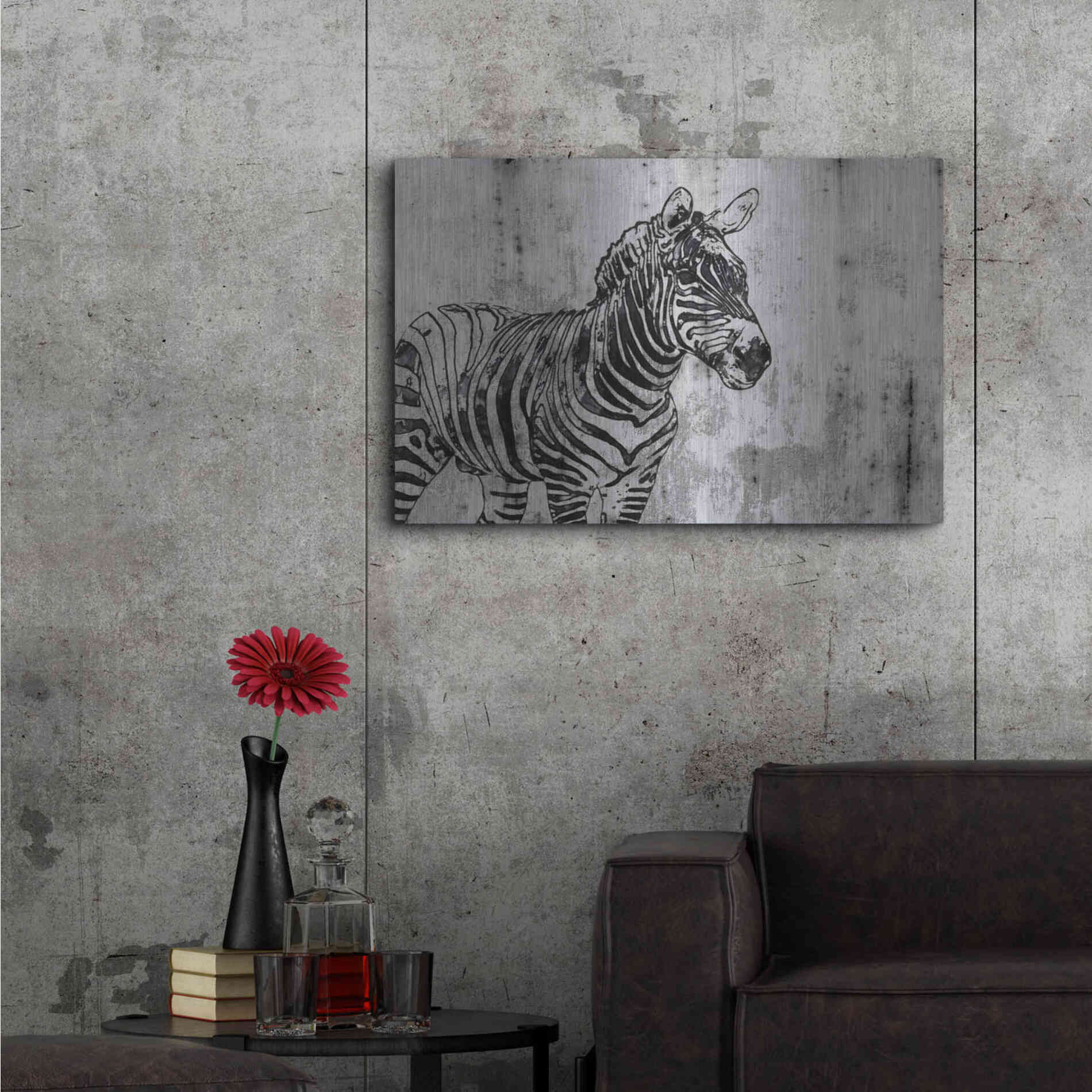 Luxe Metal Art 'Rustic Zebra 1' by Irena Orlov, Metal Wall Art,36x24