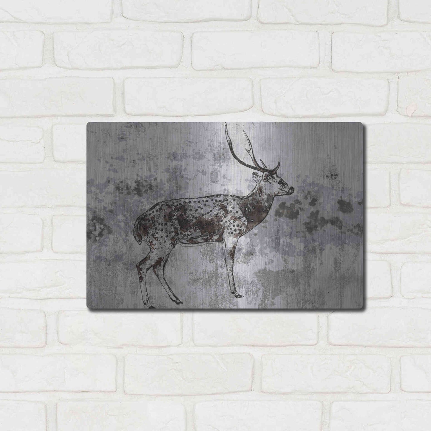 Luxe Metal Art 'Sika Deer 1' by Irena Orlov, Metal Wall Art,16x12
