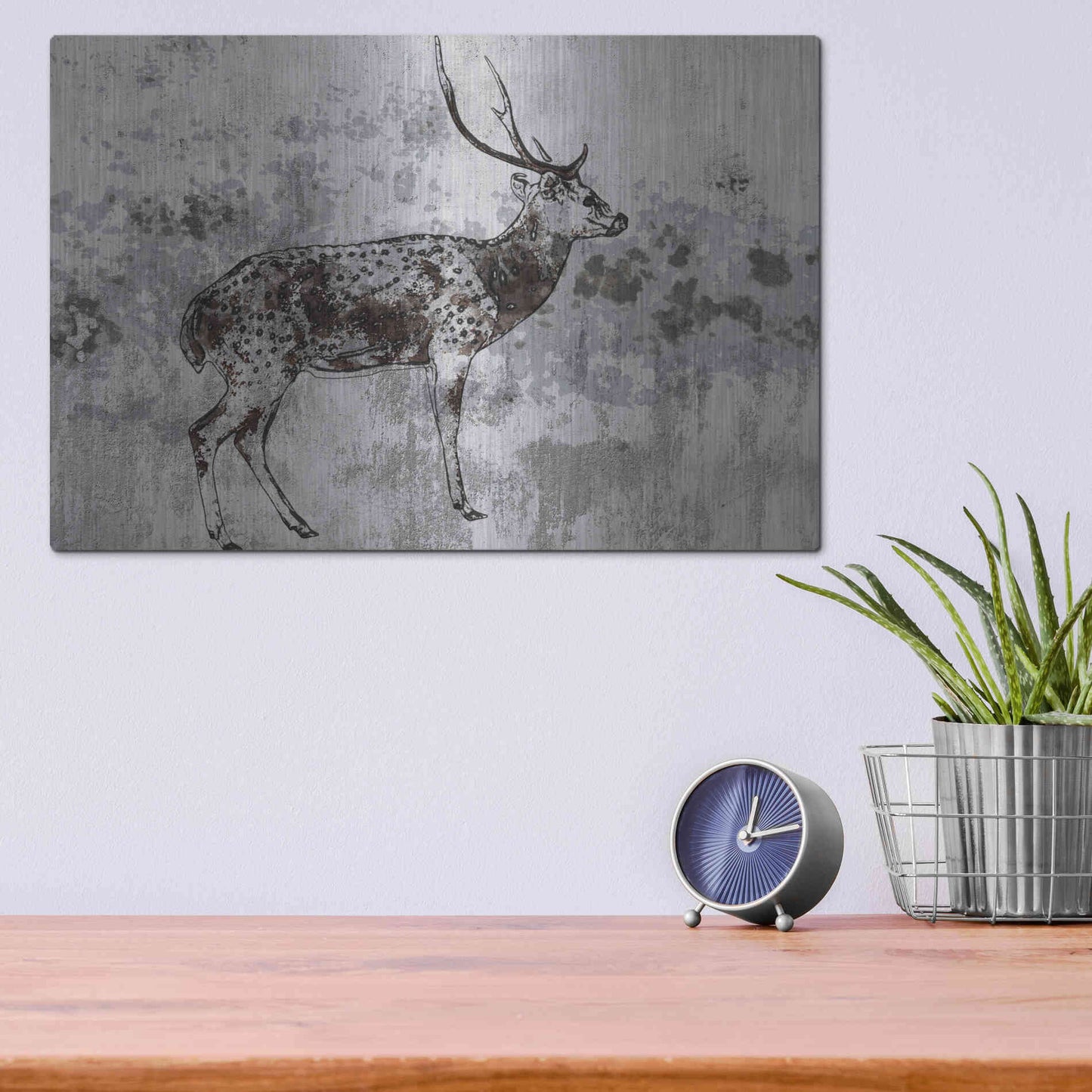 Luxe Metal Art 'Sika Deer 1' by Irena Orlov, Metal Wall Art,16x12