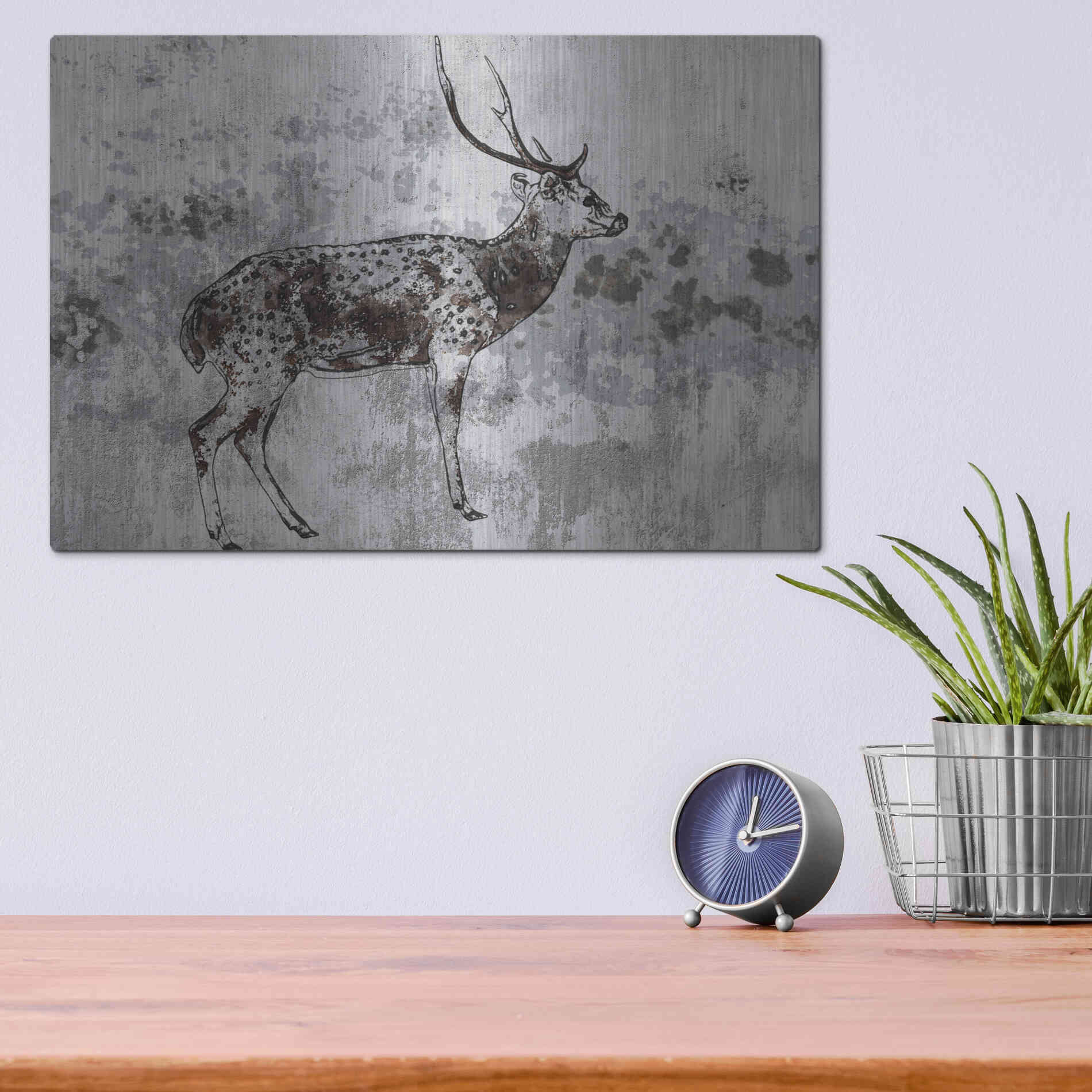 Luxe Metal Art 'Sika Deer 1' by Irena Orlov, Metal Wall Art,16x12