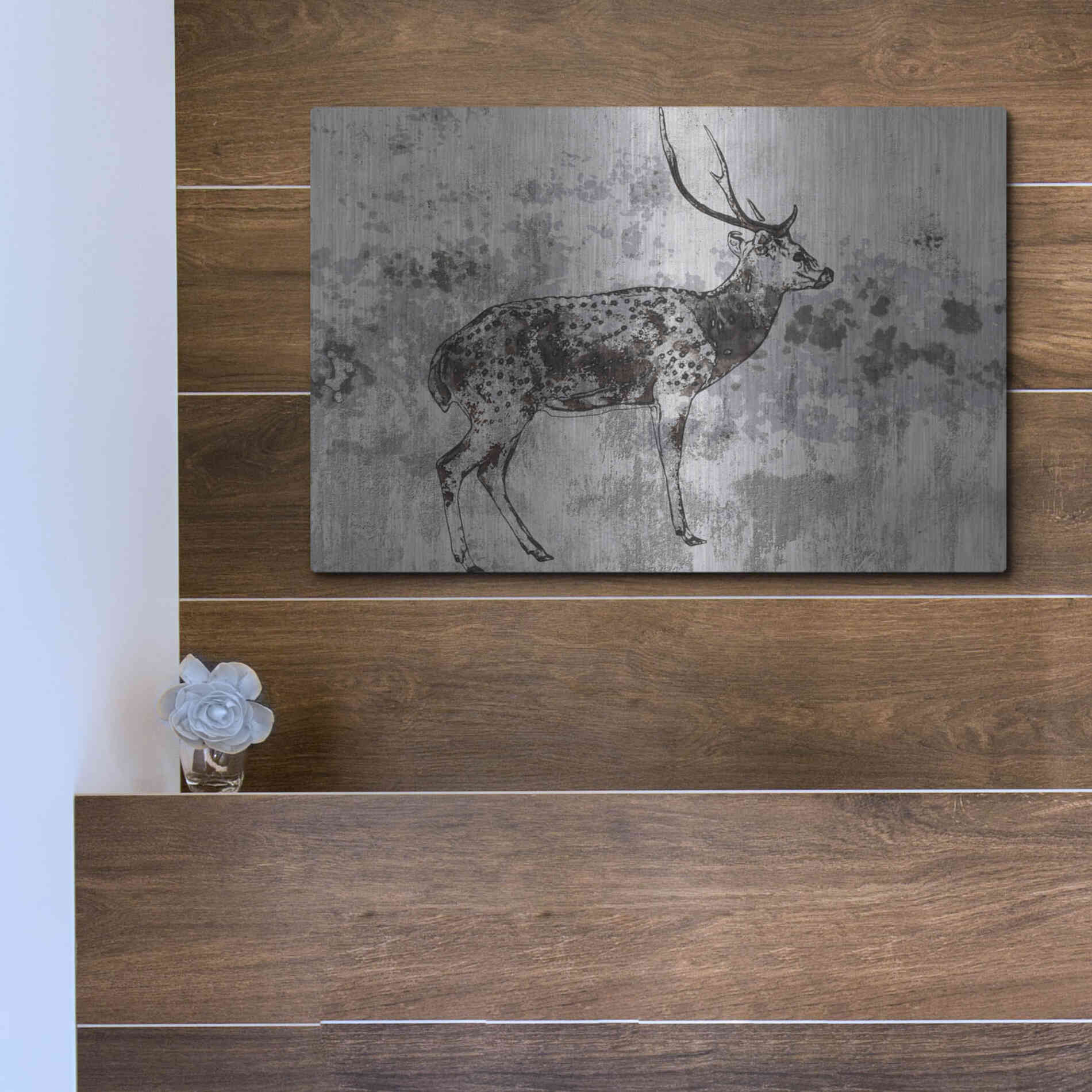 Luxe Metal Art 'Sika Deer 1' by Irena Orlov, Metal Wall Art,16x12