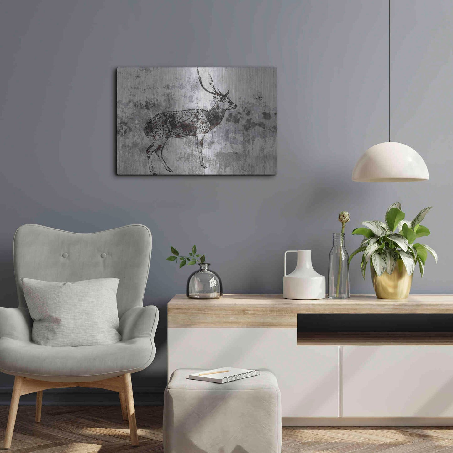 Luxe Metal Art 'Sika Deer 1' by Irena Orlov, Metal Wall Art,24x16