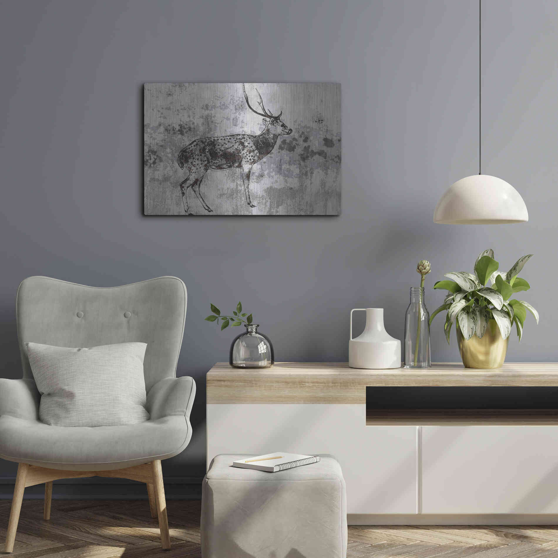 Luxe Metal Art 'Sika Deer 1' by Irena Orlov, Metal Wall Art,24x16