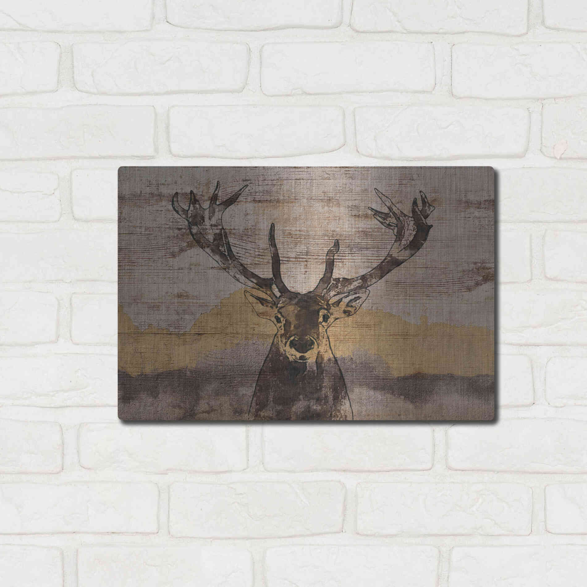 Luxe Metal Art 'White-Tailed Deer' by Irena Orlov, Metal Wall Art,16x12