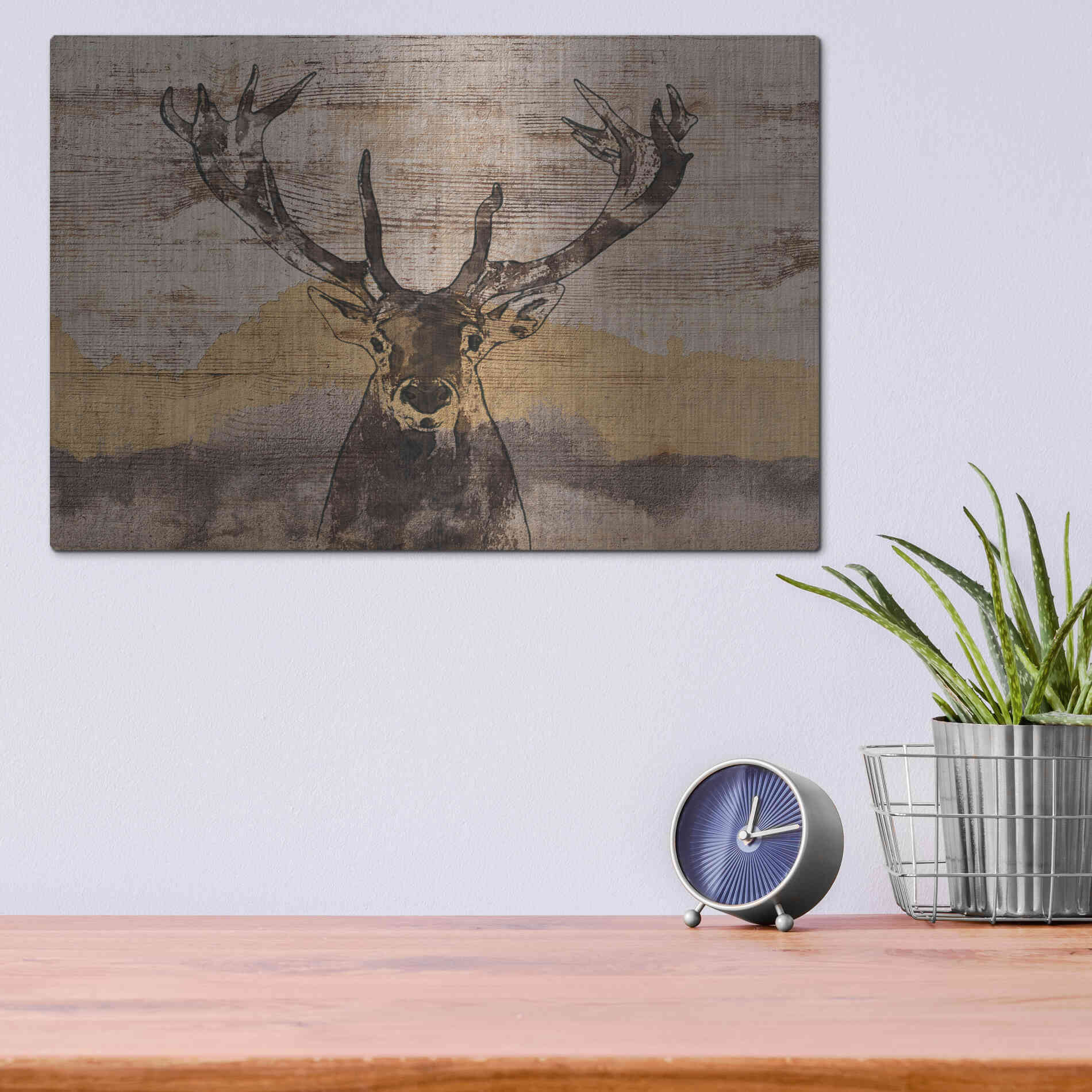 Luxe Metal Art 'White-Tailed Deer' by Irena Orlov, Metal Wall Art,16x12