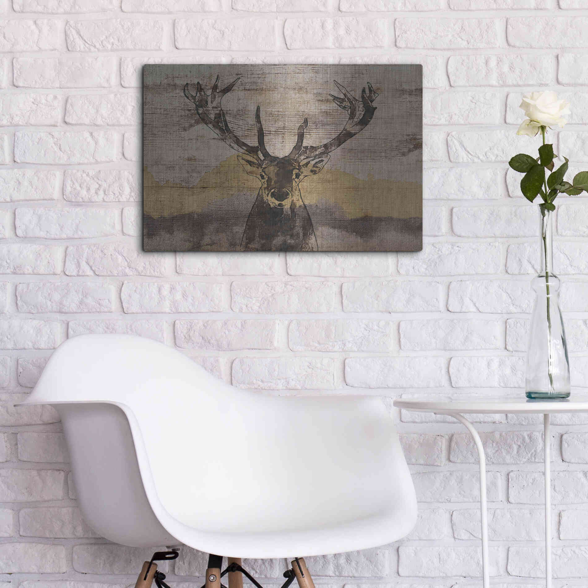 Luxe Metal Art 'White-Tailed Deer' by Irena Orlov, Metal Wall Art,24x16