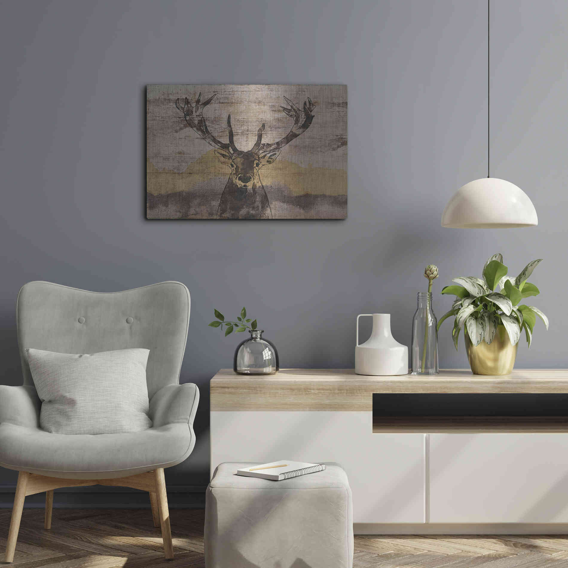 Luxe Metal Art 'White-Tailed Deer' by Irena Orlov, Metal Wall Art,24x16