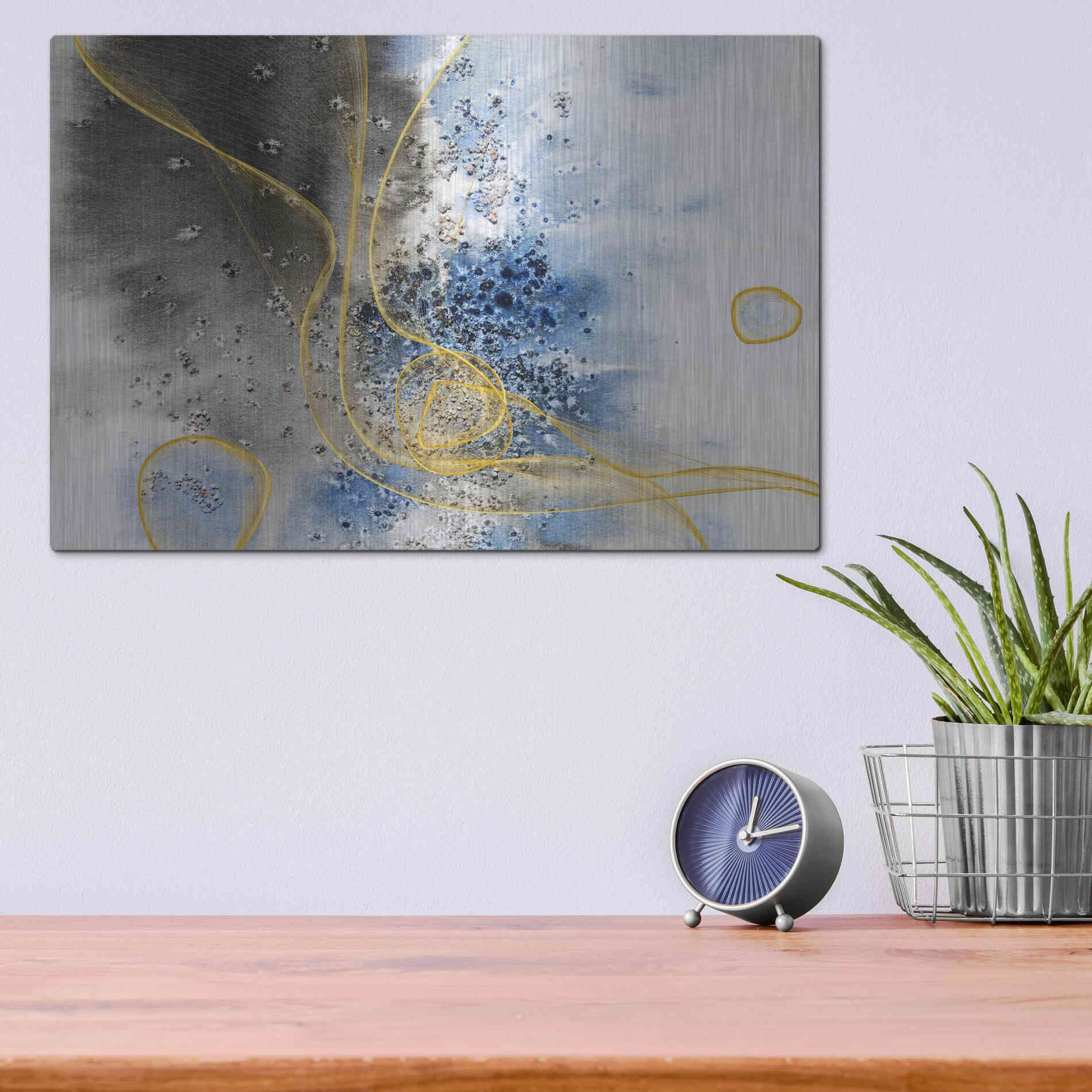 Luxe Metal Art 'Coastal Watercolor Abstract' by Irena Orlov, Metal Wall Art,16x12
