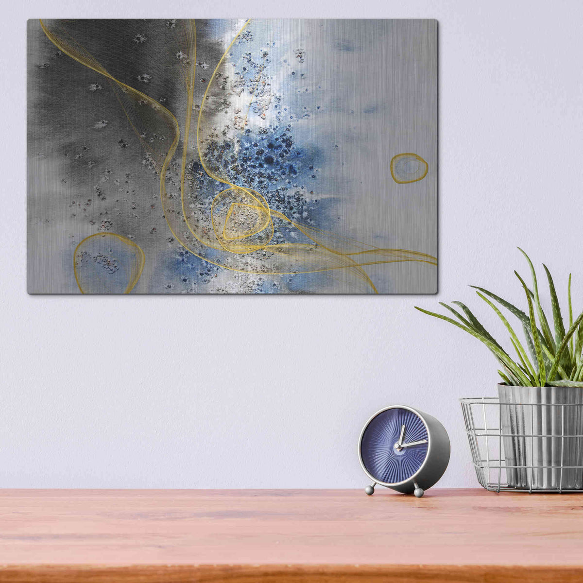 Luxe Metal Art 'Coastal Watercolor Abstract' by Irena Orlov, Metal Wall Art,16x12