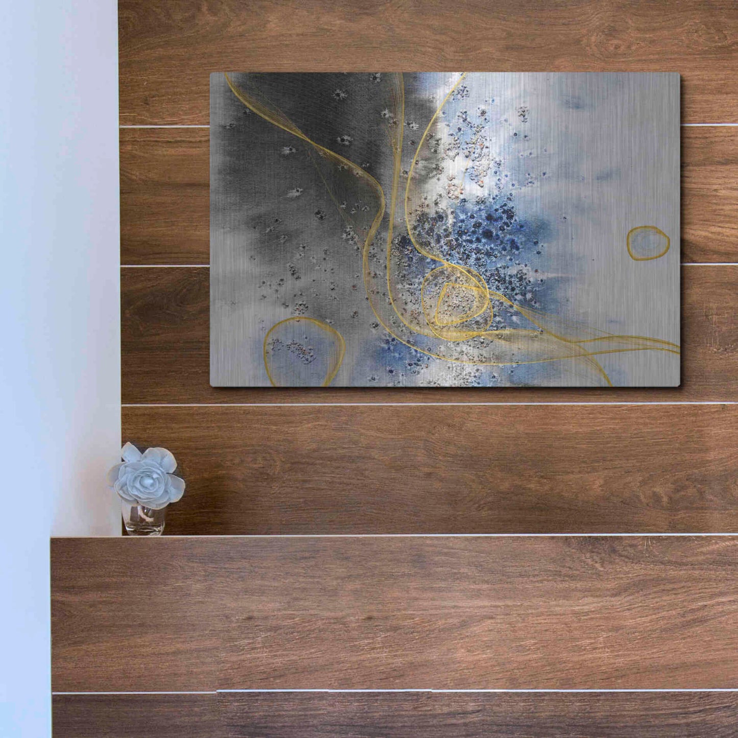 Luxe Metal Art 'Coastal Watercolor Abstract' by Irena Orlov, Metal Wall Art,16x12