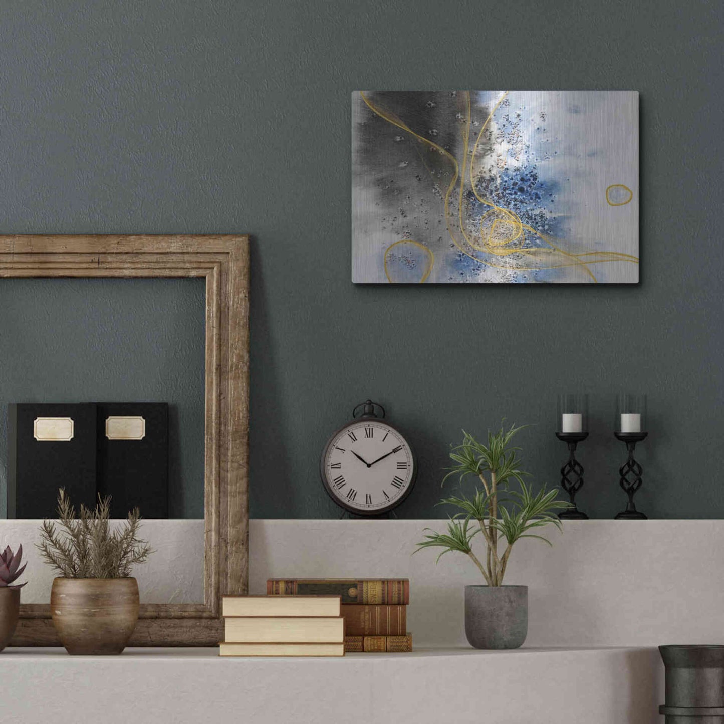 Luxe Metal Art 'Coastal Watercolor Abstract' by Irena Orlov, Metal Wall Art,16x12