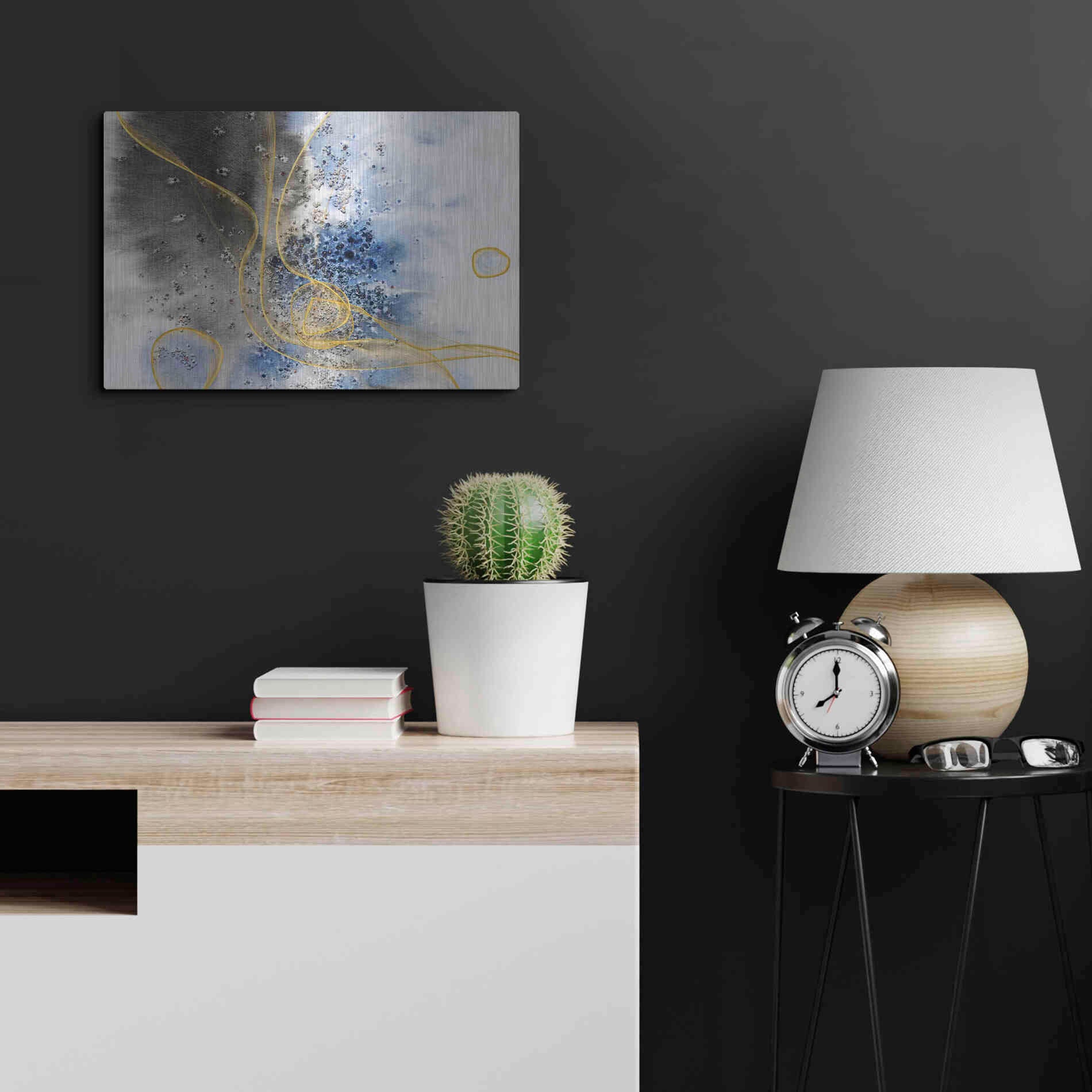 Luxe Metal Art 'Coastal Watercolor Abstract' by Irena Orlov, Metal Wall Art,24x16