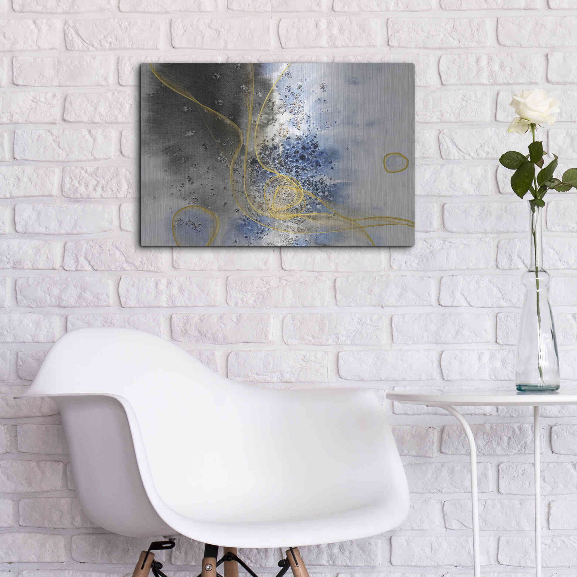 Luxe Metal Art 'Coastal Watercolor Abstract' by Irena Orlov, Metal Wall Art,24x16