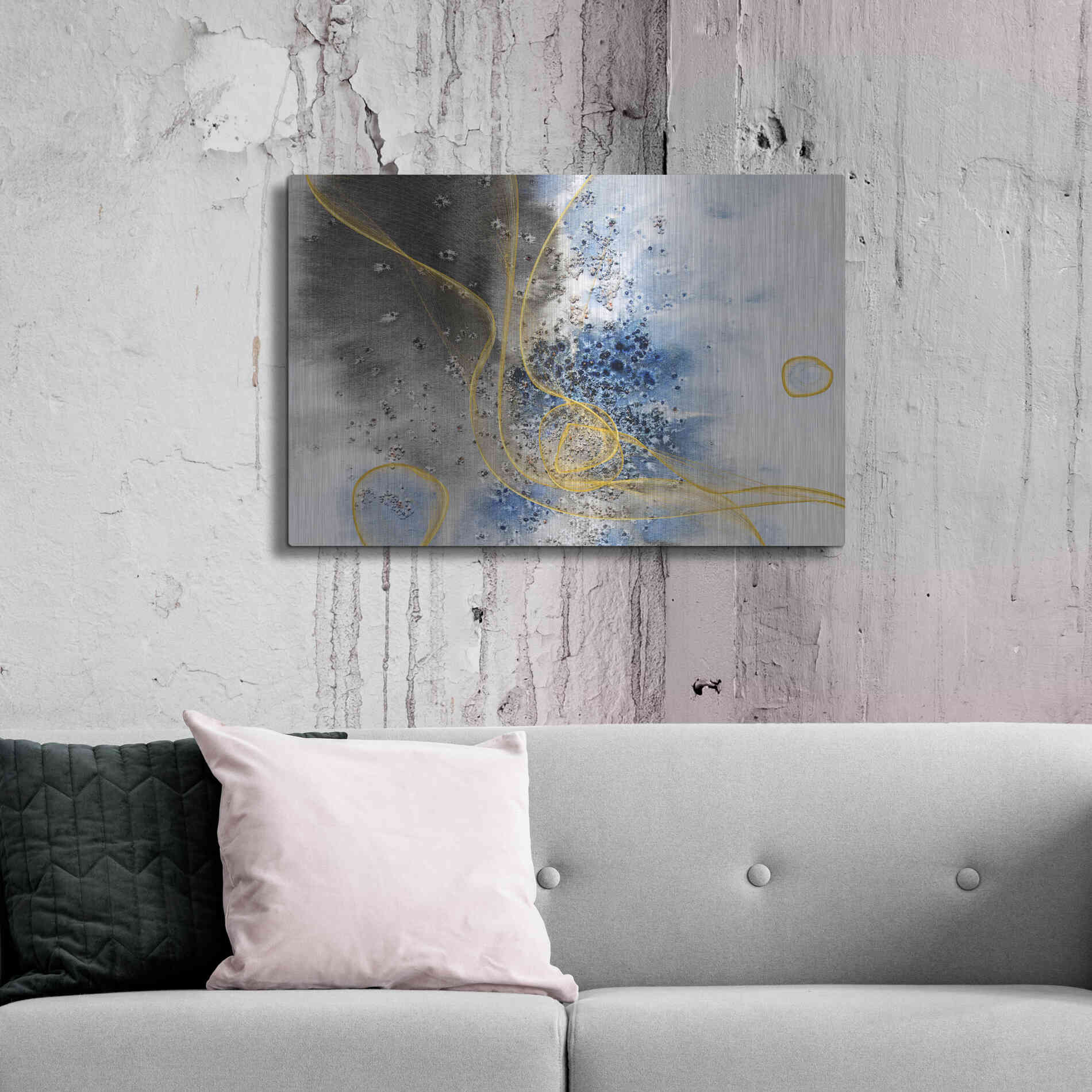 Luxe Metal Art 'Coastal Watercolor Abstract' by Irena Orlov, Metal Wall Art,36x24