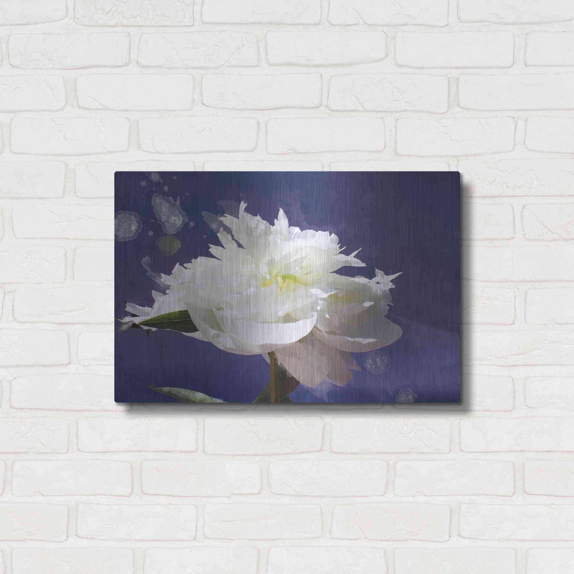 Luxe Metal Art 'White Peony-Scents of Heaven' by Irena Orlov, Metal Wall Art,24x16