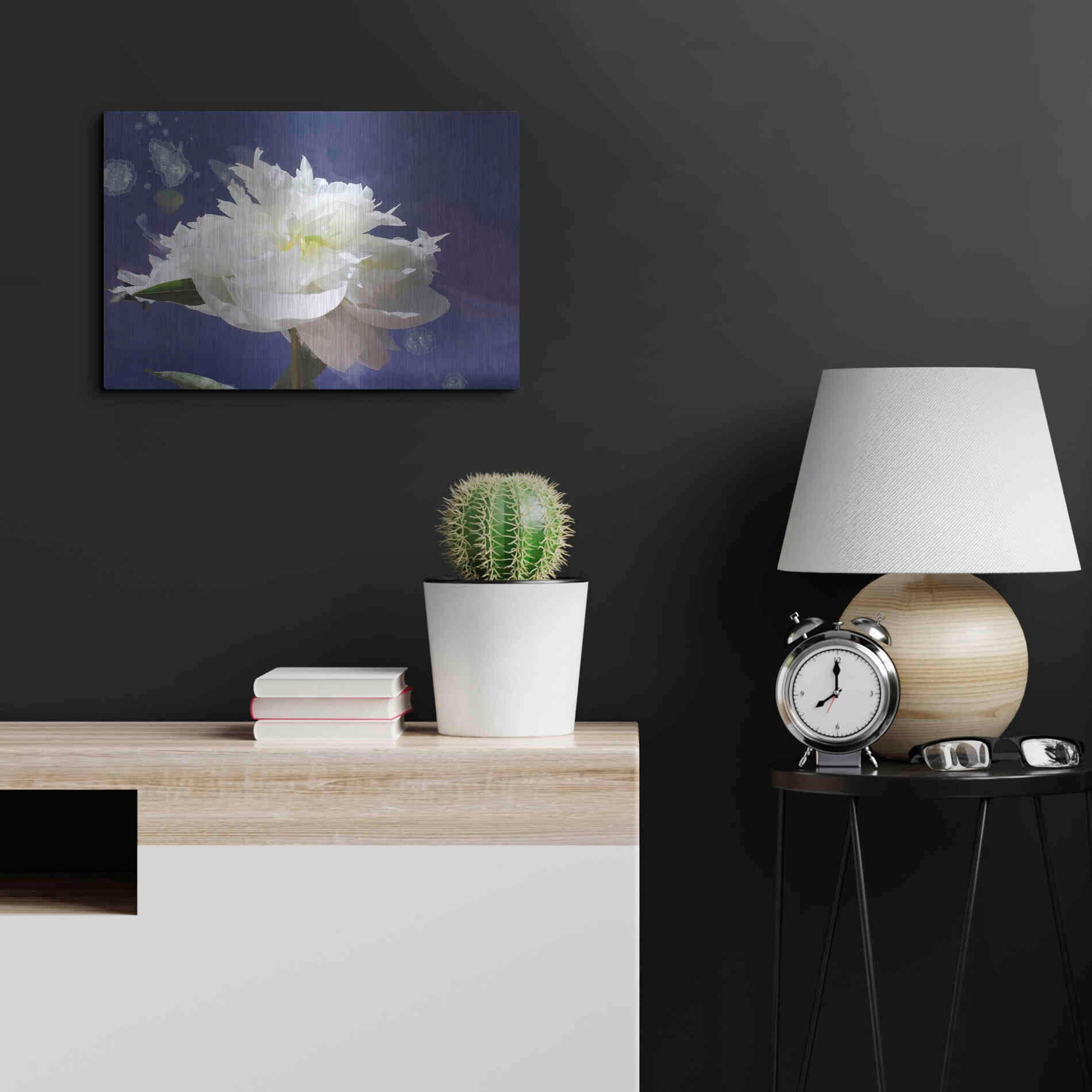 Luxe Metal Art 'White Peony-Scents of Heaven' by Irena Orlov, Metal Wall Art,24x16