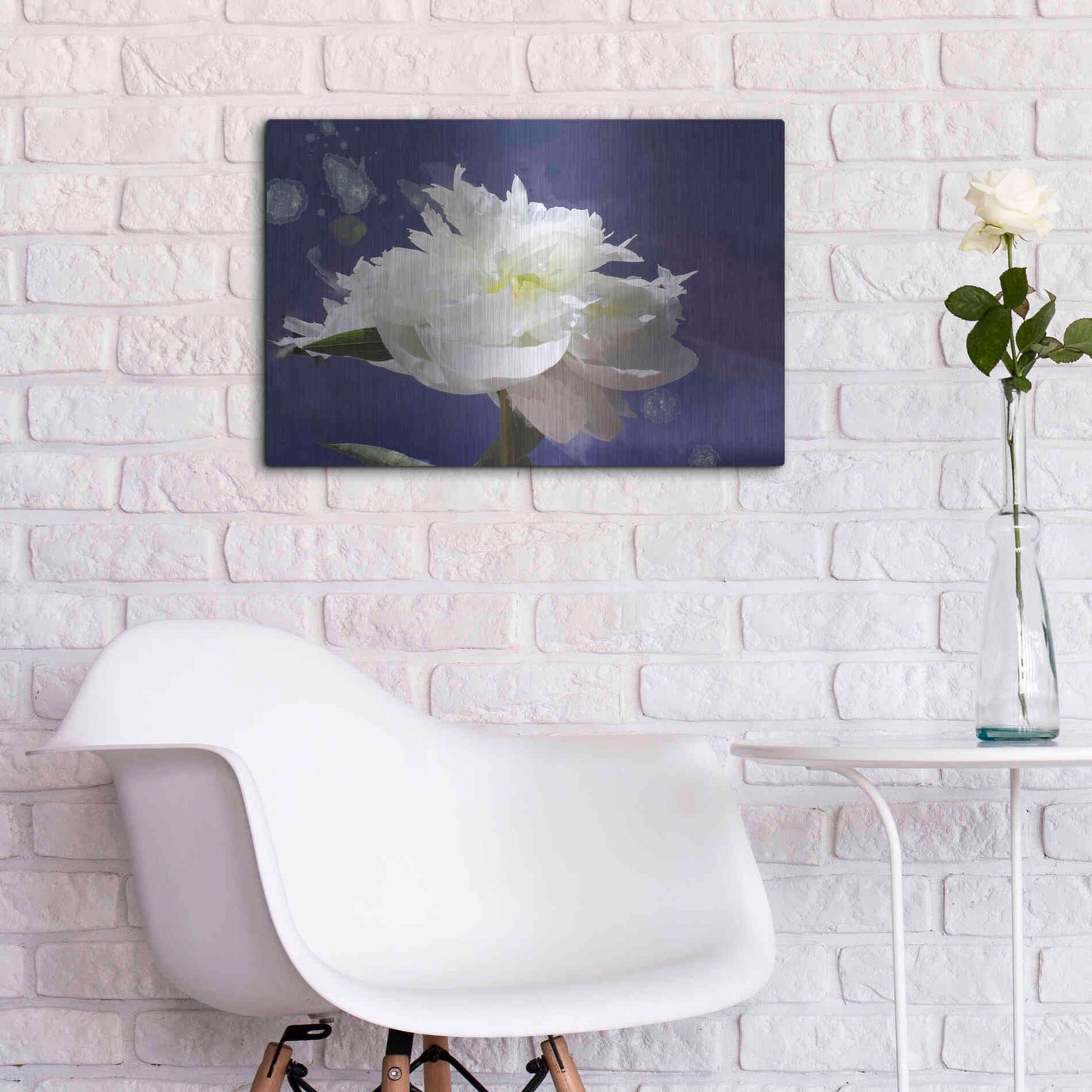 Luxe Metal Art 'White Peony-Scents of Heaven' by Irena Orlov, Metal Wall Art,24x16