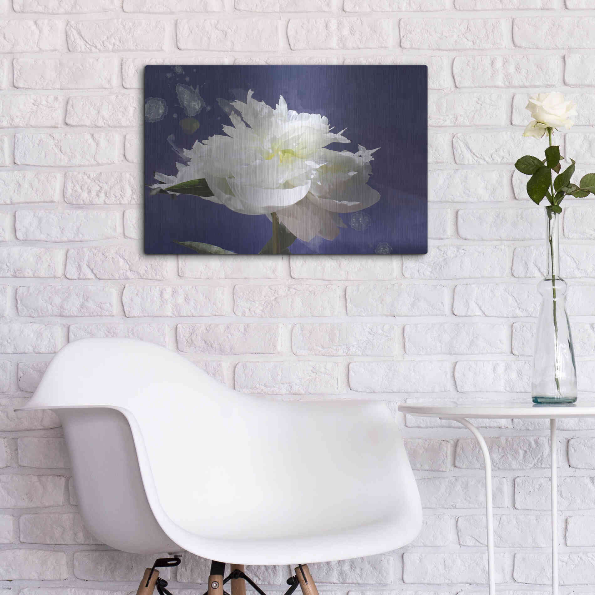 Luxe Metal Art 'White Peony-Scents of Heaven' by Irena Orlov, Metal Wall Art,24x16