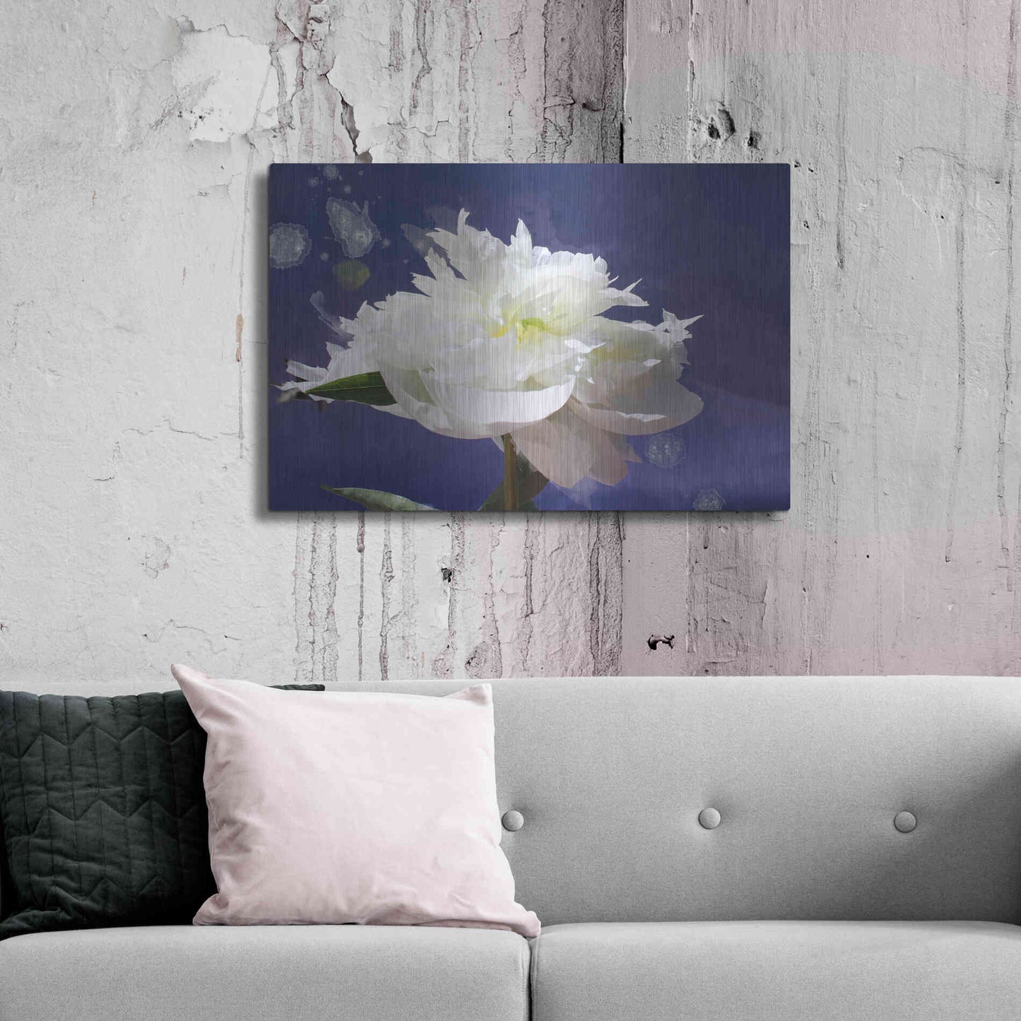 Luxe Metal Art 'White Peony-Scents of Heaven' by Irena Orlov, Metal Wall Art,36x24