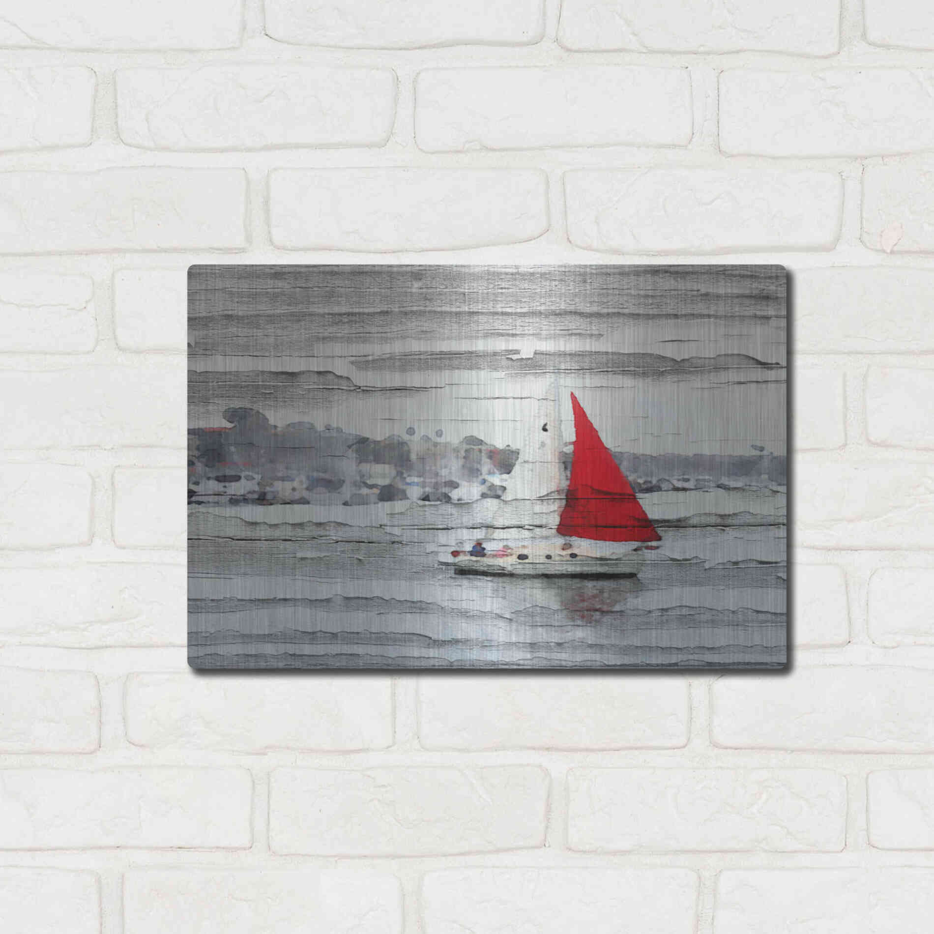 Luxe Metal Art 'Scarlet Sails' by Irena Orlov, Metal Wall Art,16x12