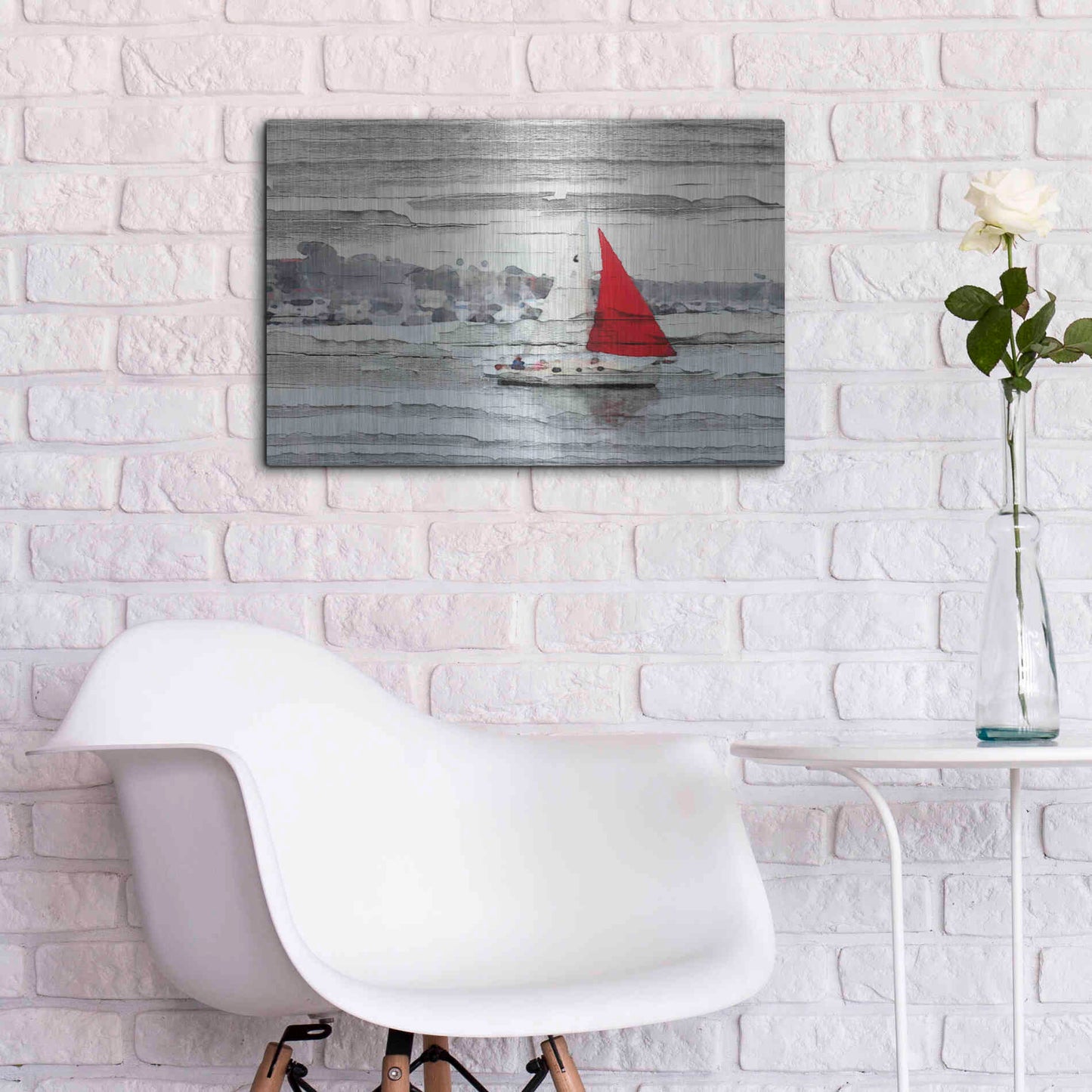 Luxe Metal Art 'Scarlet Sails' by Irena Orlov, Metal Wall Art,24x16