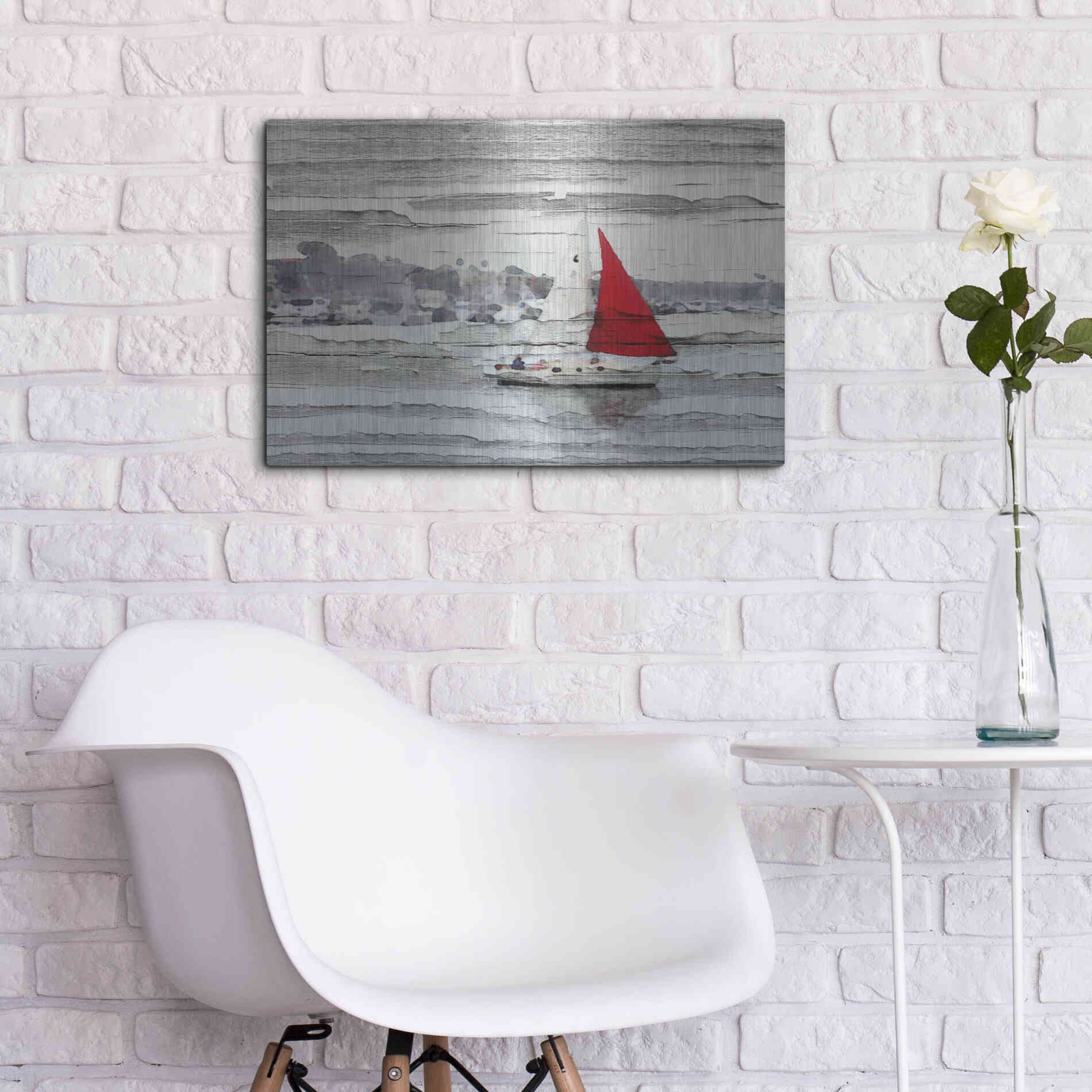 Luxe Metal Art 'Scarlet Sails' by Irena Orlov, Metal Wall Art,24x16