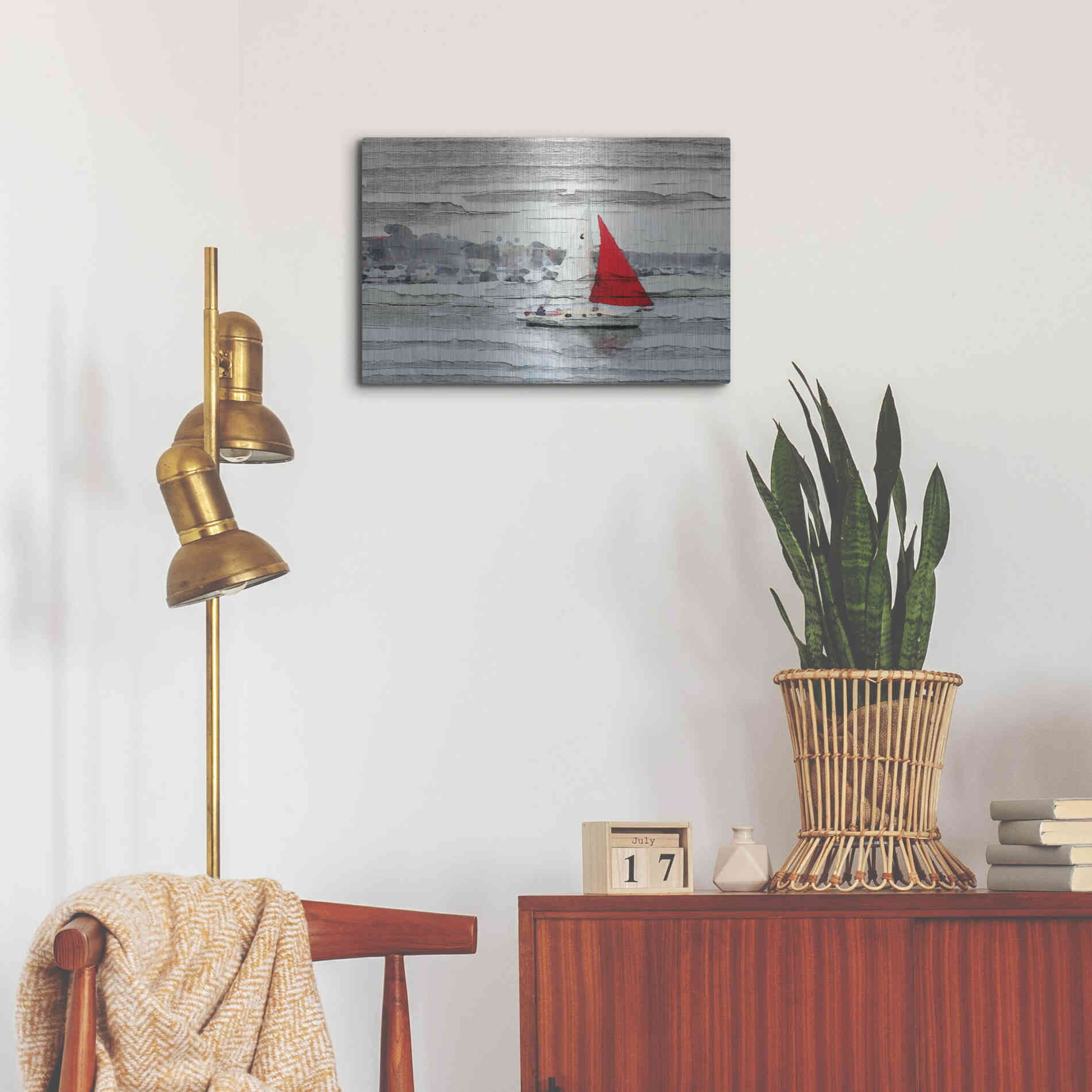 Luxe Metal Art 'Scarlet Sails' by Irena Orlov, Metal Wall Art,24x16