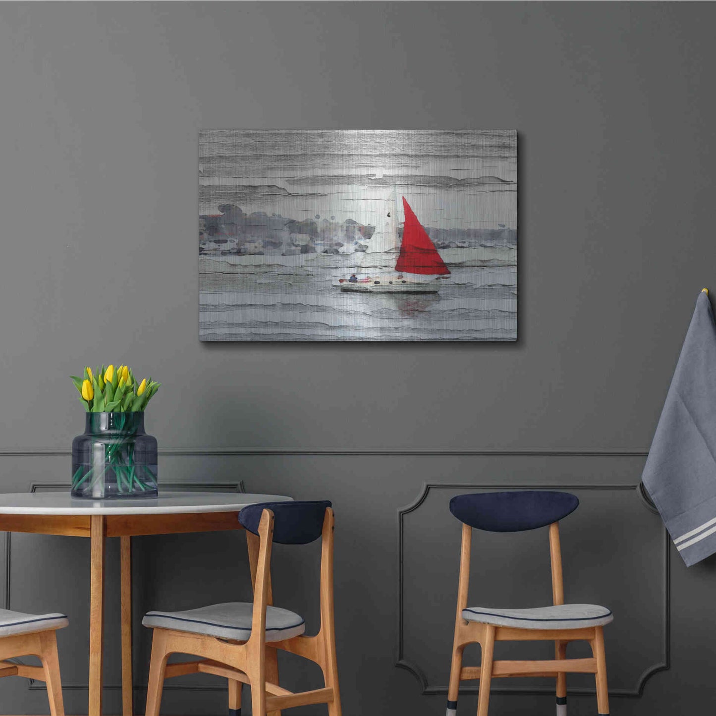 Luxe Metal Art 'Scarlet Sails' by Irena Orlov, Metal Wall Art,36x24