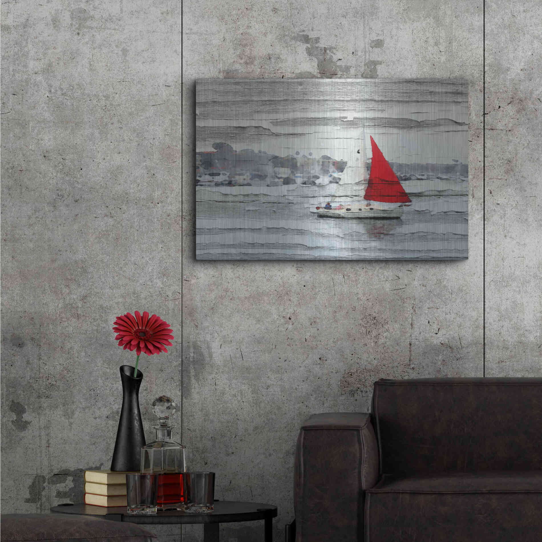 Luxe Metal Art 'Scarlet Sails' by Irena Orlov, Metal Wall Art,36x24