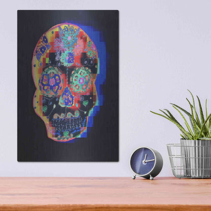 Luxe Metal Art 'Colorful Skull' by Irena Orlov, Metal Wall Art,12x16