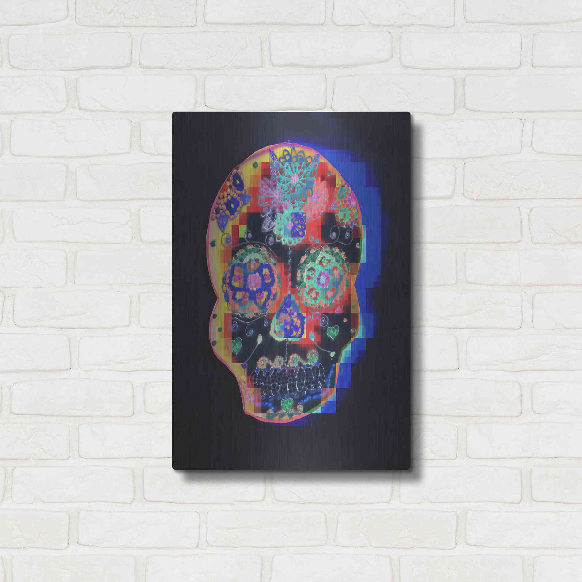 Luxe Metal Art 'Colorful Skull' by Irena Orlov, Metal Wall Art,16x24