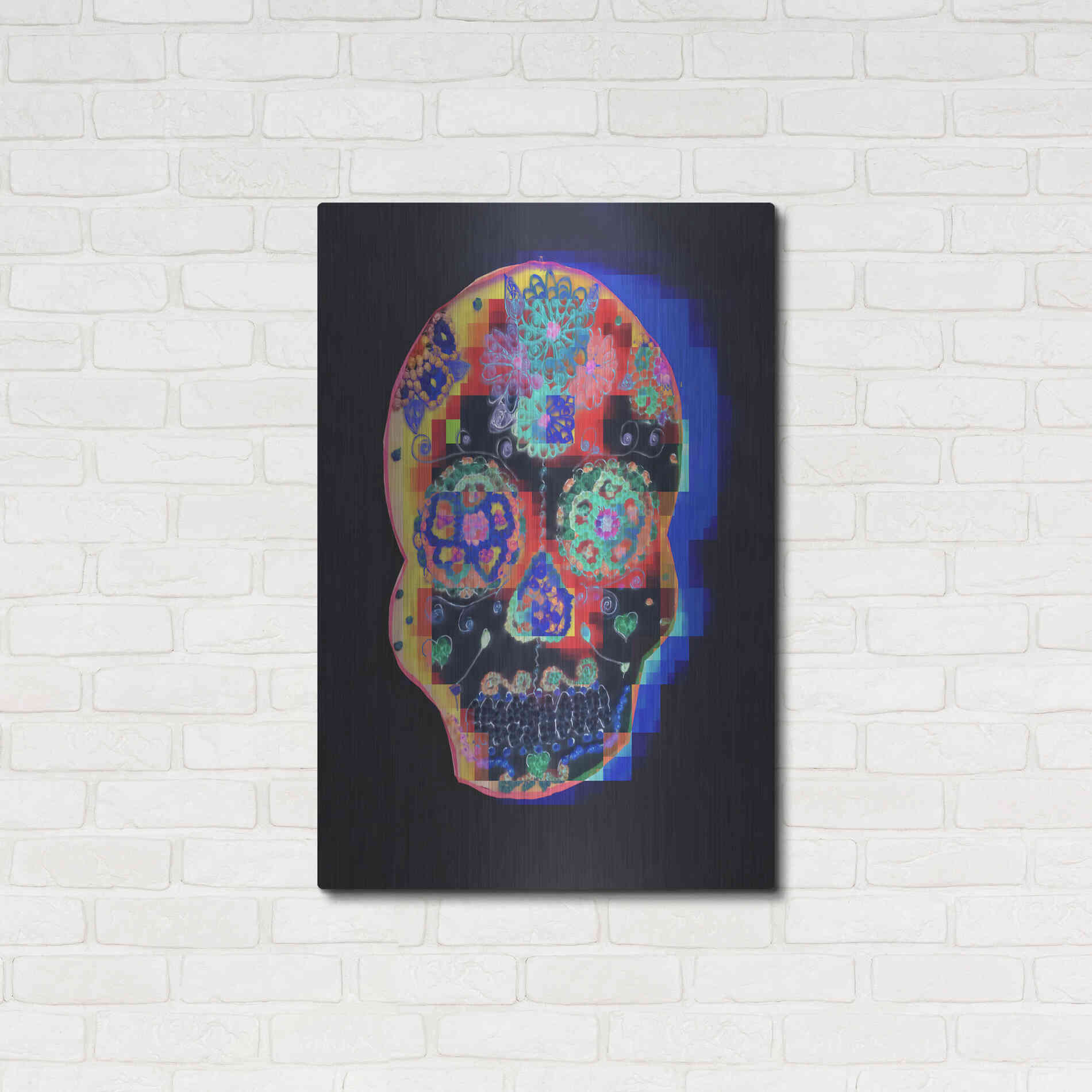 Luxe Metal Art 'Colorful Skull' by Irena Orlov, Metal Wall Art,24x36