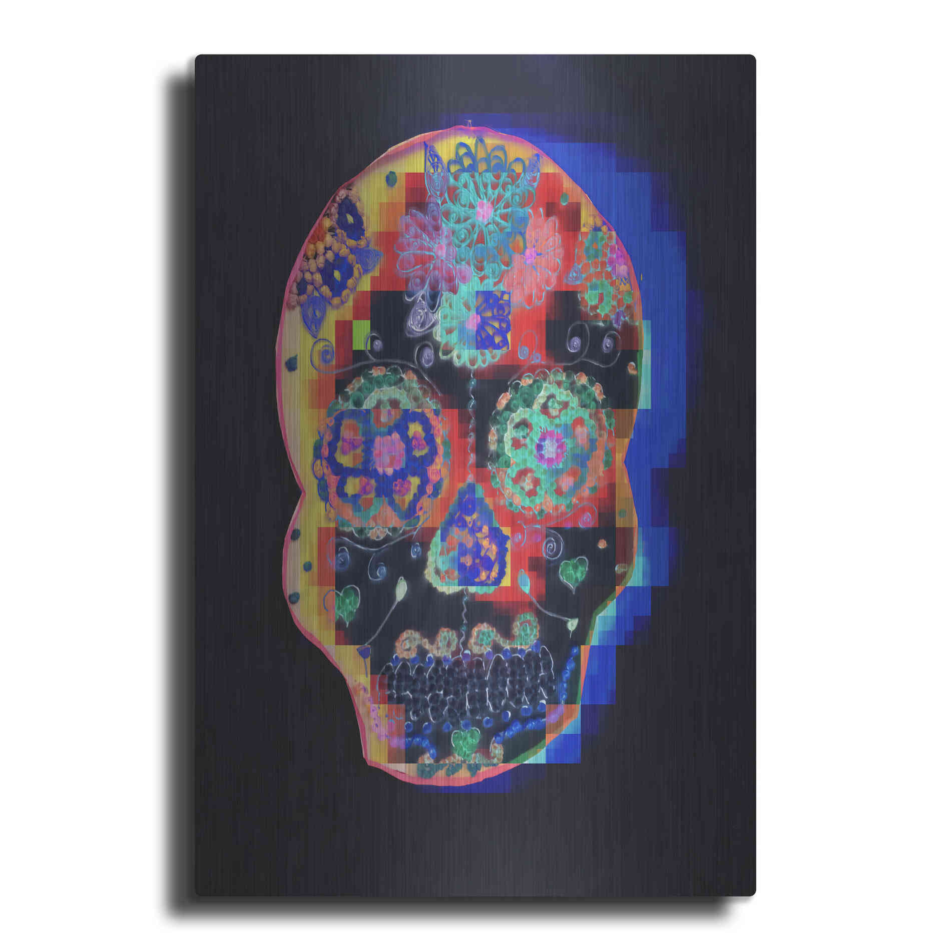 Luxe Metal Art 'Colorful Skull' by Irena Orlov, Metal Wall Art
