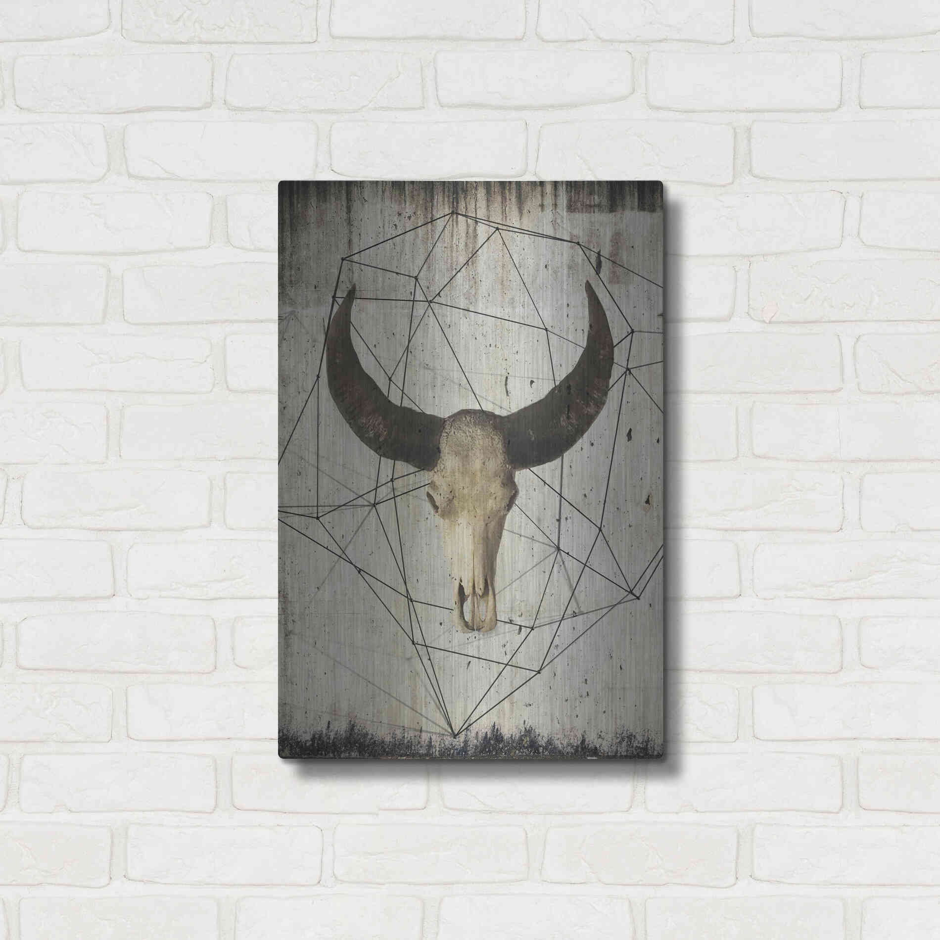 Luxe Metal Art 'Buffalo Skull' by Irena Orlov, Metal Wall Art,16x24