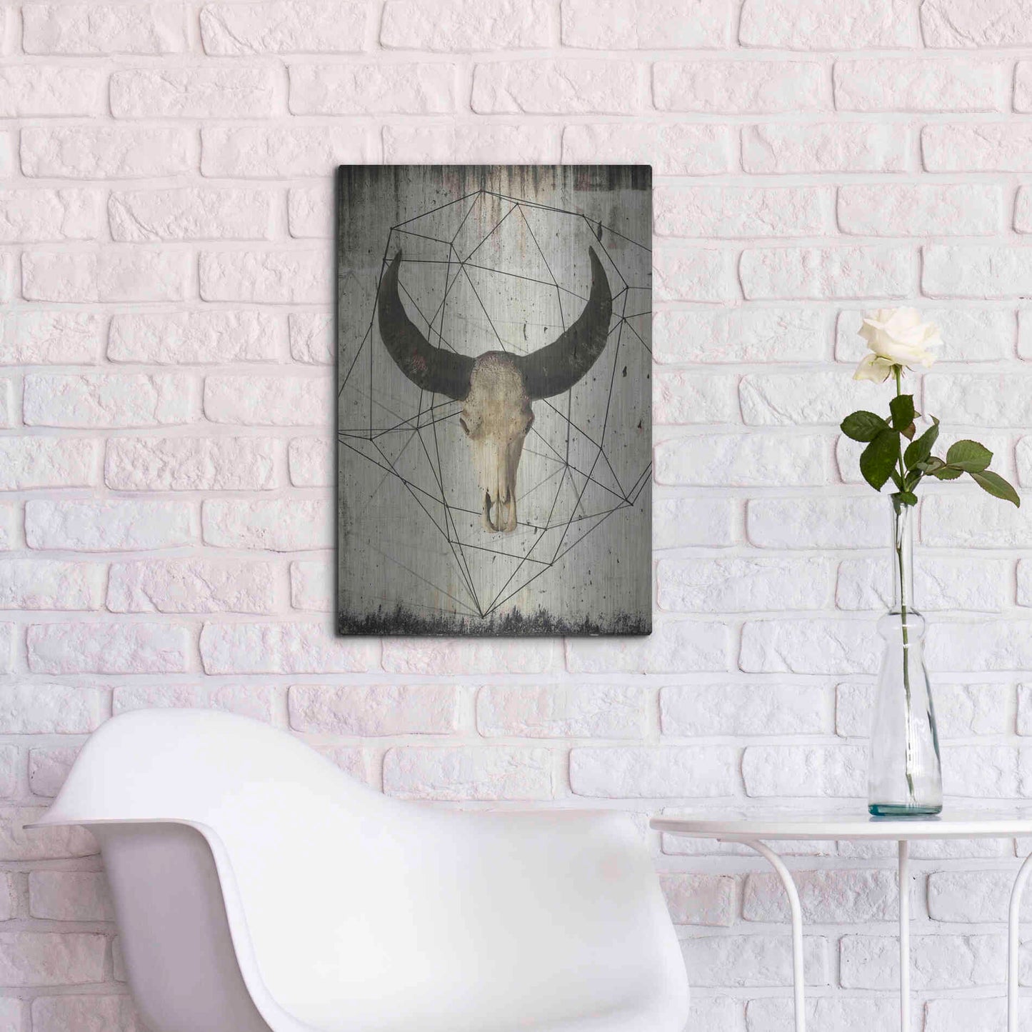 Luxe Metal Art 'Buffalo Skull' by Irena Orlov, Metal Wall Art,16x24