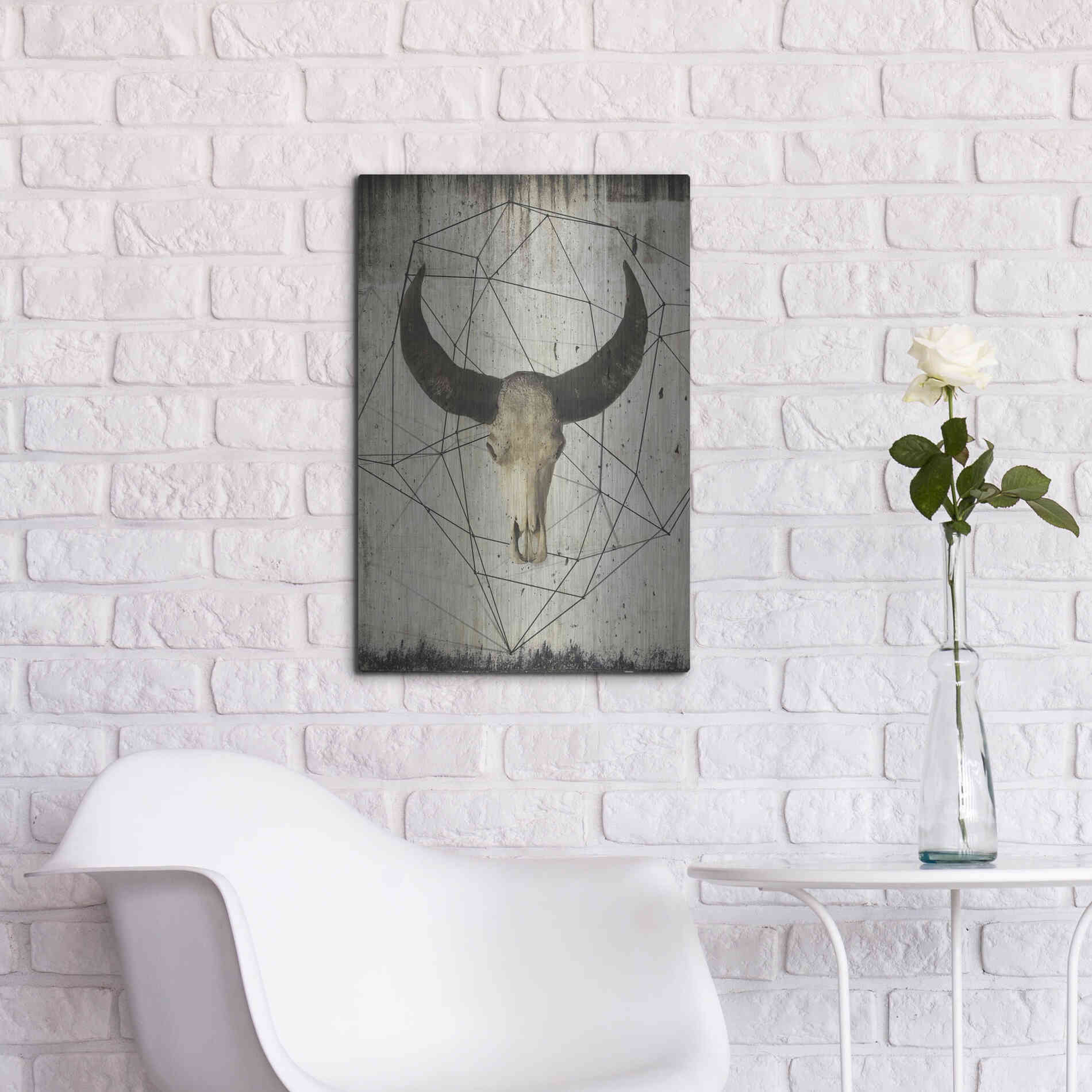 Luxe Metal Art 'Buffalo Skull' by Irena Orlov, Metal Wall Art,16x24