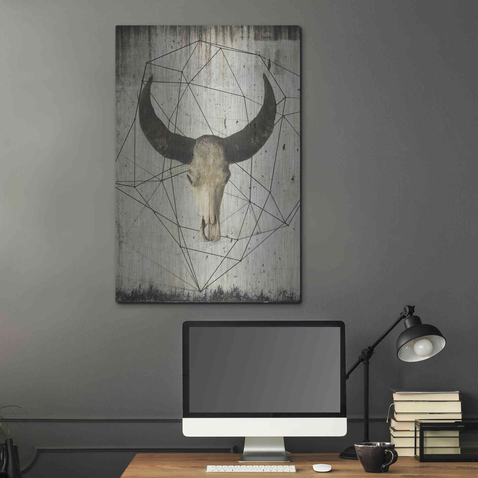 Luxe Metal Art 'Buffalo Skull' by Irena Orlov, Metal Wall Art,24x36