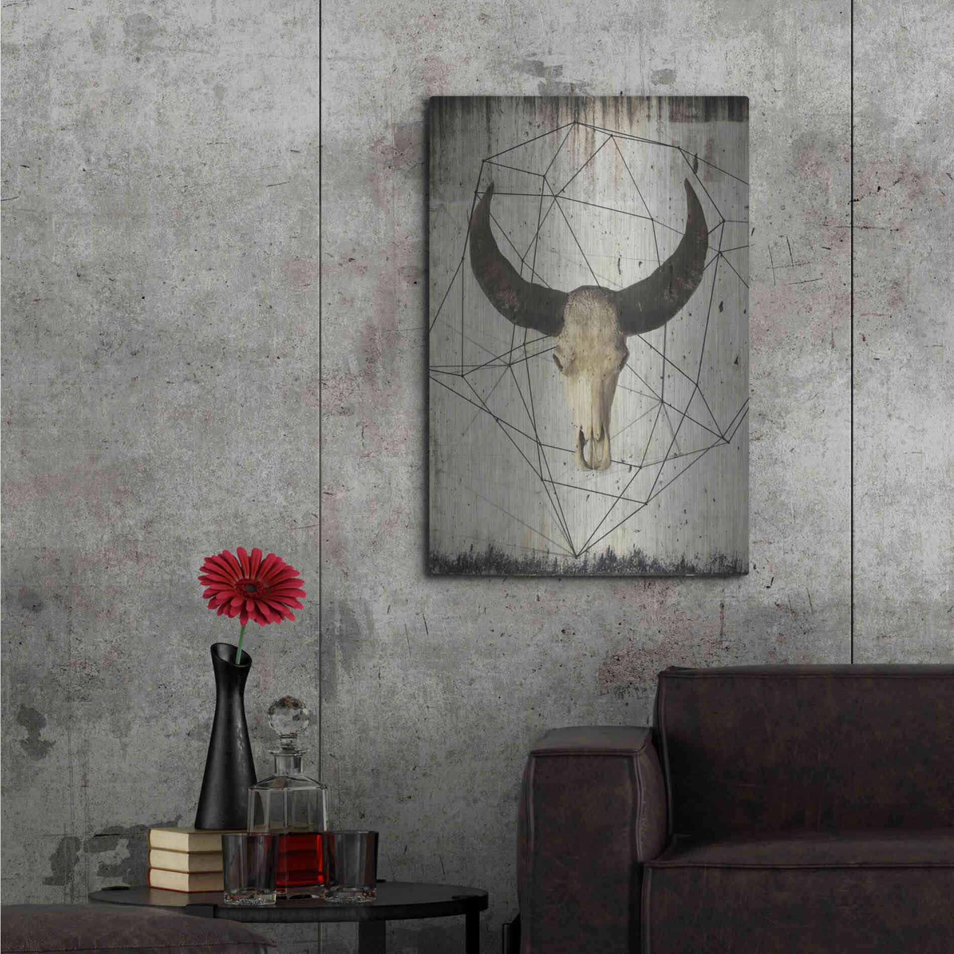 Luxe Metal Art 'Buffalo Skull' by Irena Orlov, Metal Wall Art,24x36