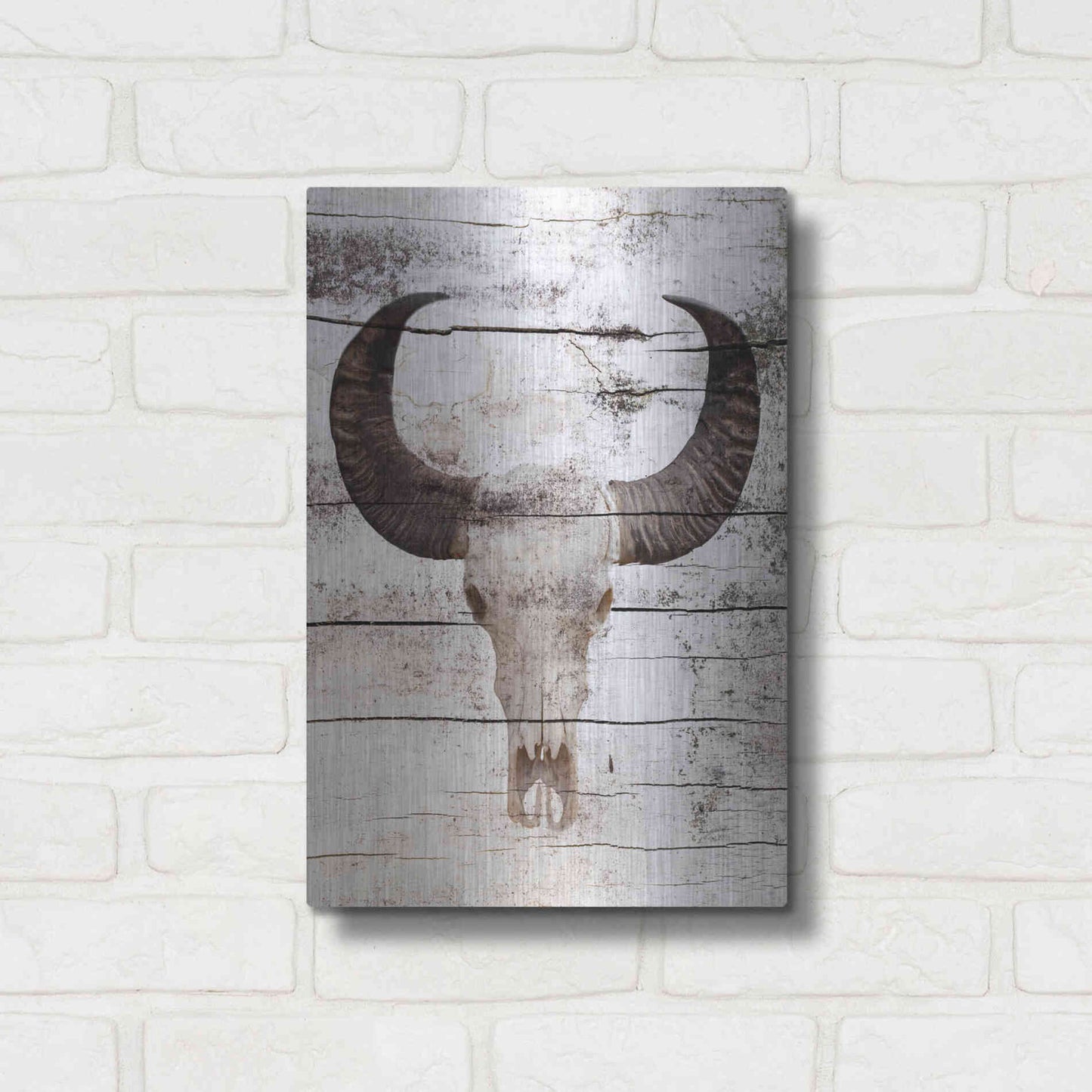 Luxe Metal Art 'Bullock Skull' by Irena Orlov, Metal Wall Art,12x16
