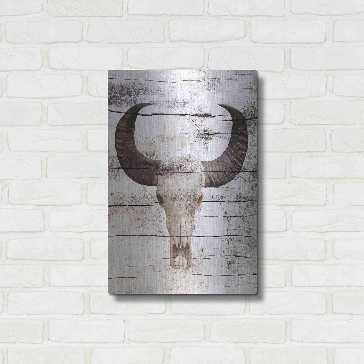 Luxe Metal Art 'Bullock Skull' by Irena Orlov, Metal Wall Art,16x24