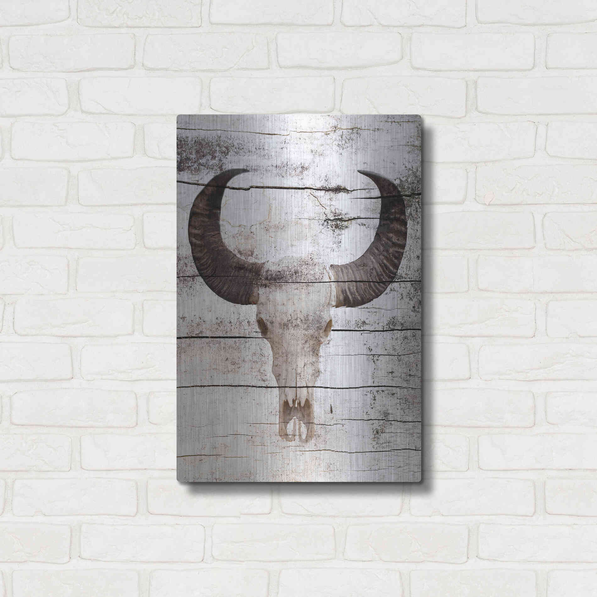 Luxe Metal Art 'Bullock Skull' by Irena Orlov, Metal Wall Art,16x24