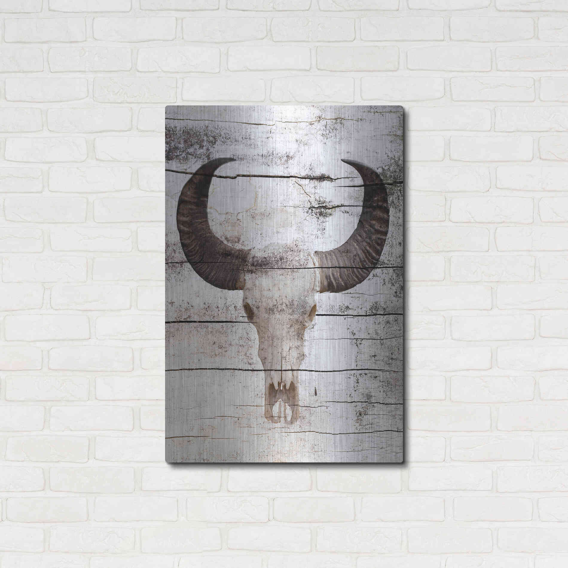 Luxe Metal Art 'Bullock Skull' by Irena Orlov, Metal Wall Art,24x36