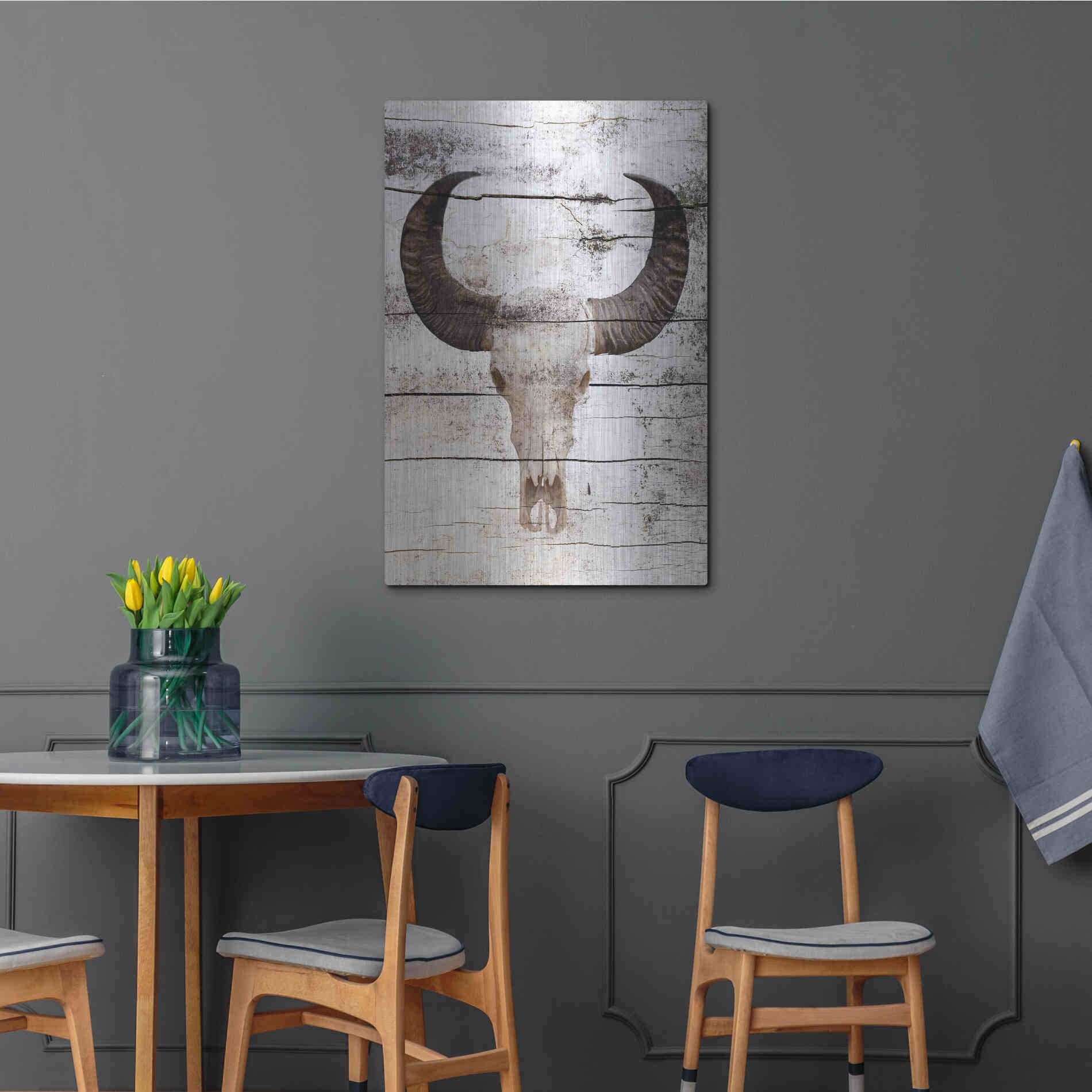 Luxe Metal Art 'Bullock Skull' by Irena Orlov, Metal Wall Art,24x36