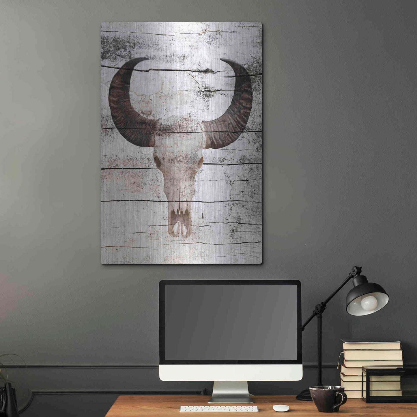 Luxe Metal Art 'Bullock Skull' by Irena Orlov, Metal Wall Art,24x36
